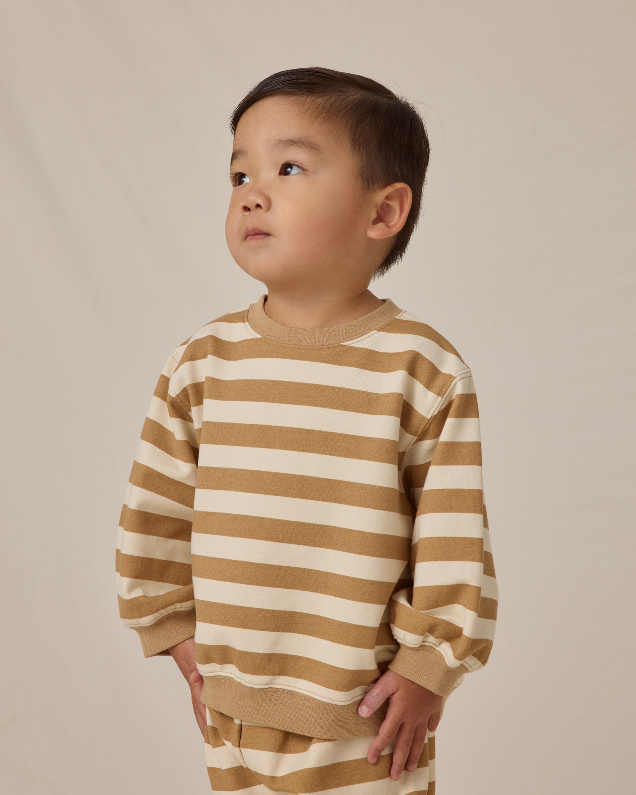 Oversized Crew Sweatshirt || Gold Stripe - Rylee + Cru | Kids Clothes | Trendy Baby Clothes | Modern Infant Outfits |