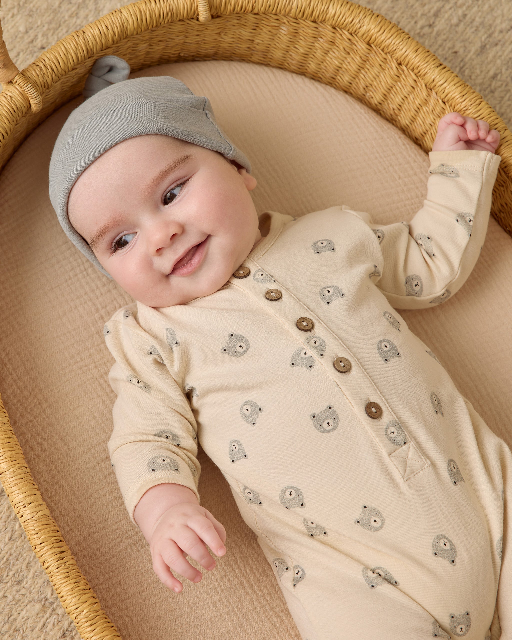 Knotted Baby Hat || Steel Blue