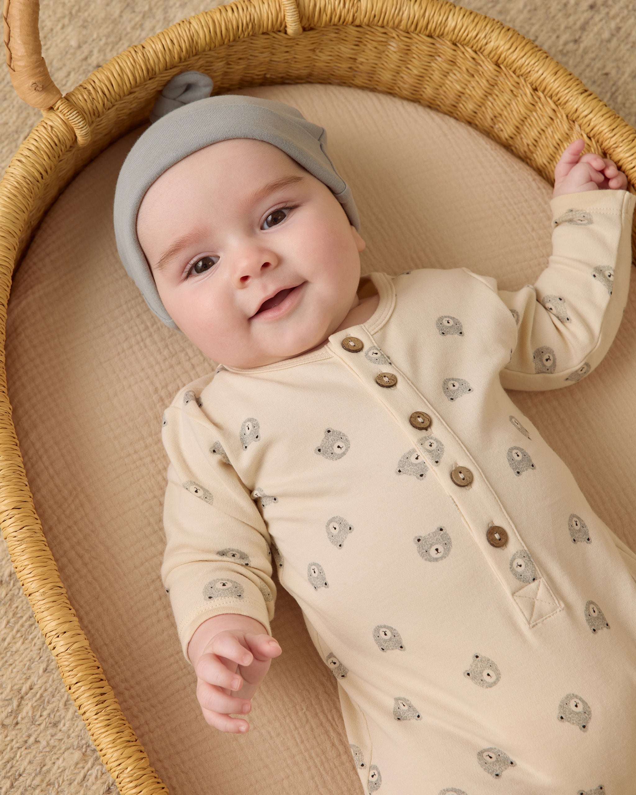 Knotted Baby Hat || Steel Blue