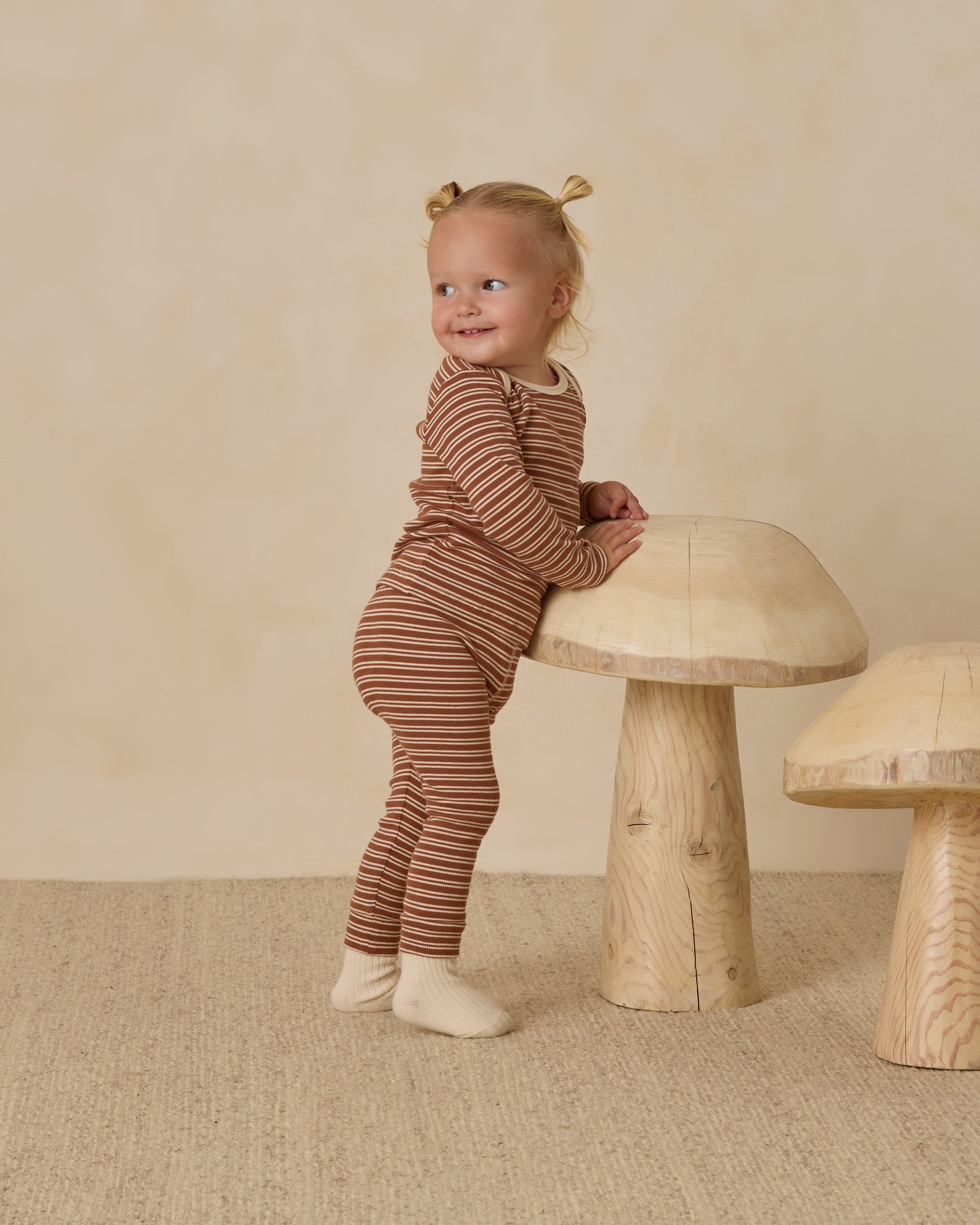 Ribbed Tee + Legging Set || Cedar Micro Stripe