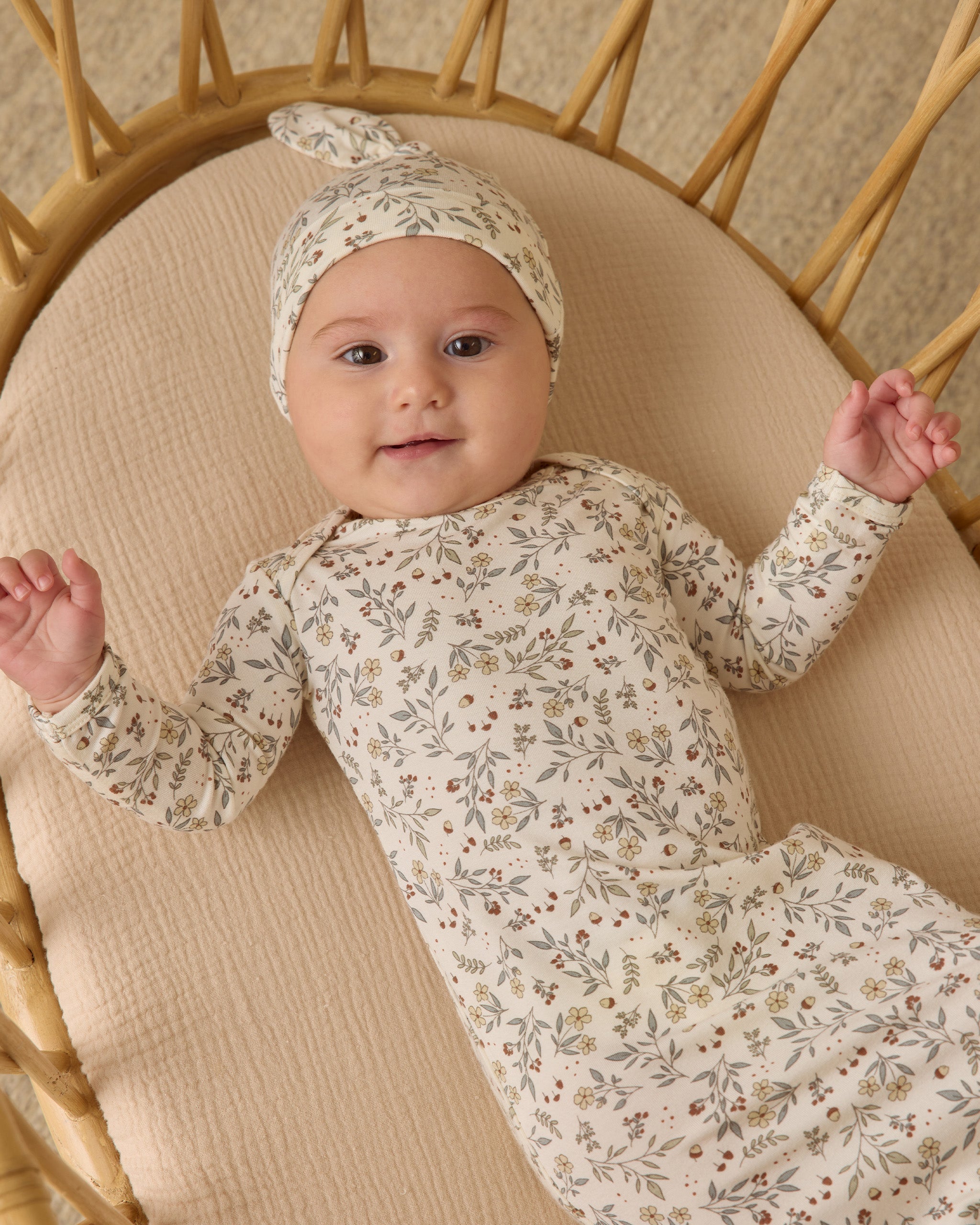 Bamboo Baby Gown + Hat Set || Woodland