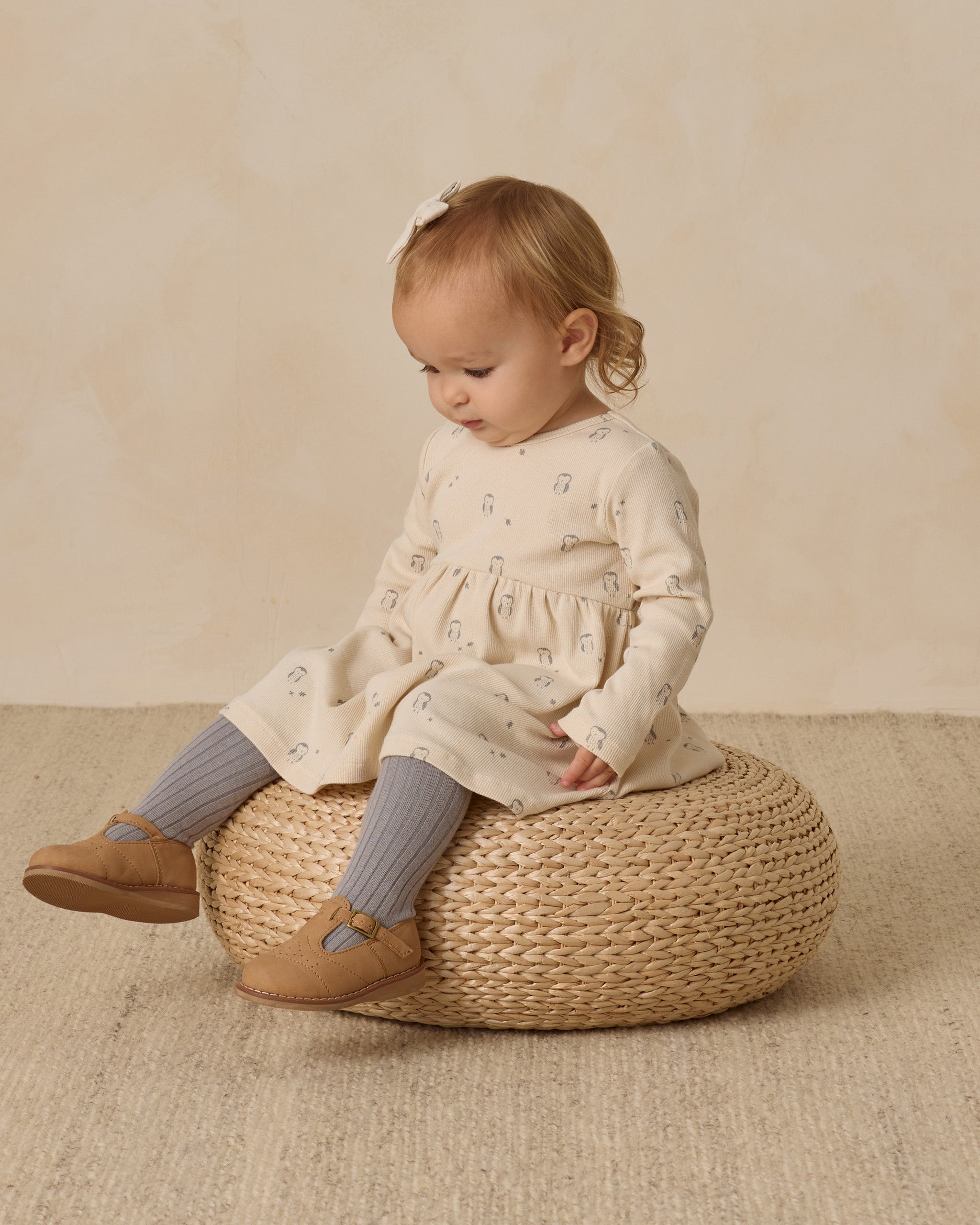 Ribbed Long Sleeve Dress || Owls