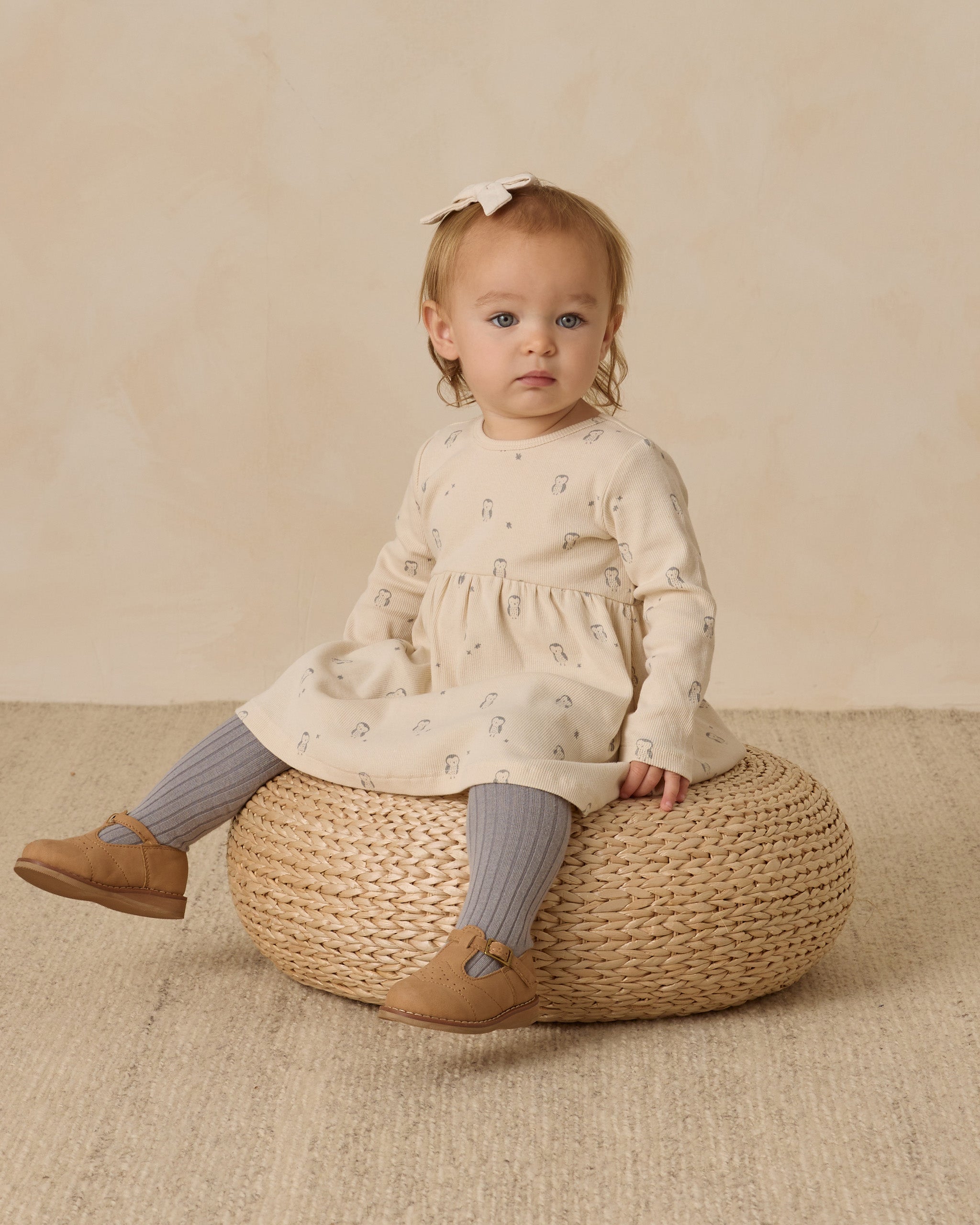 Ribbed Long Sleeve Dress || Owls