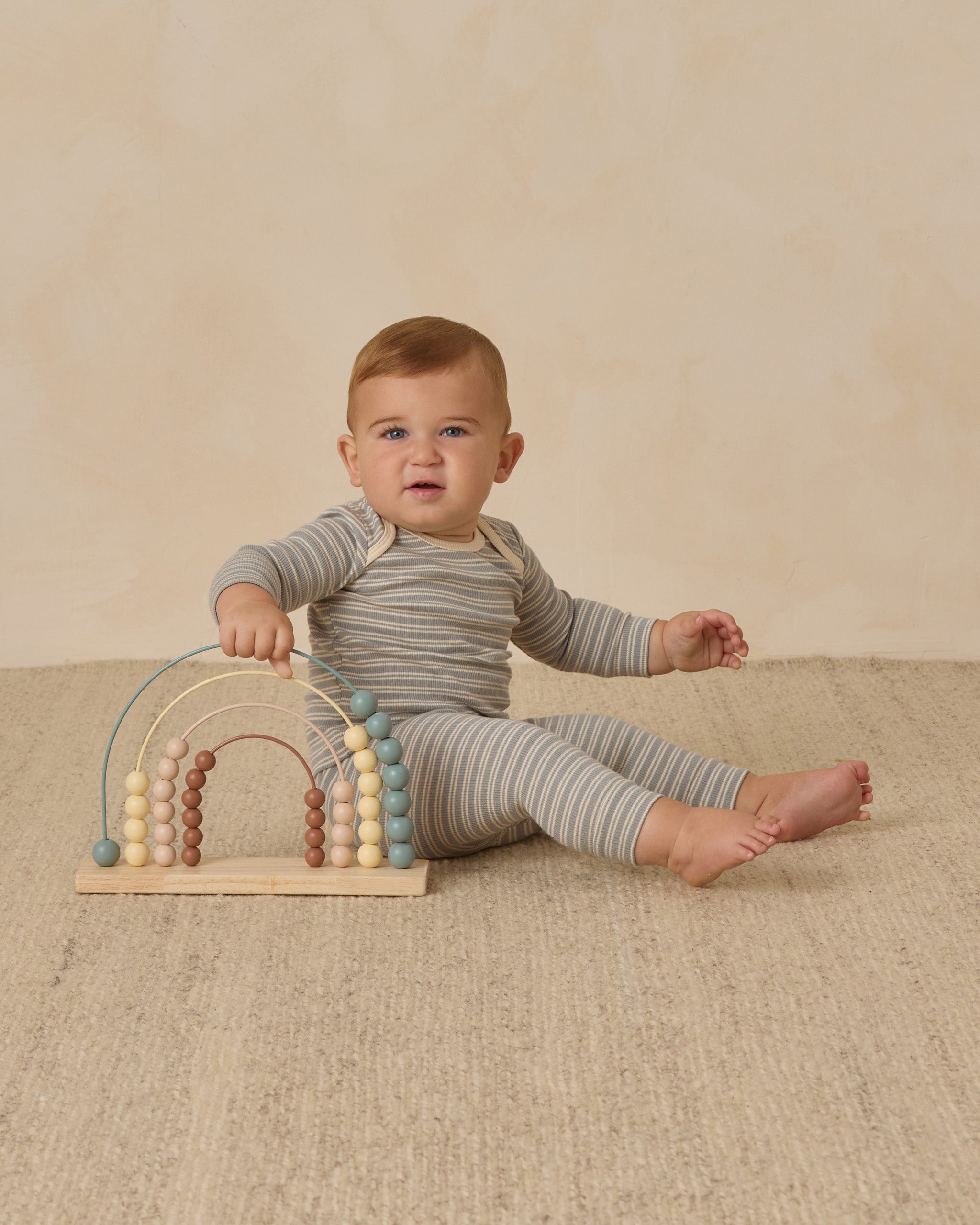 Ribbed Tee + Legging Set || Steel Blue Micro Stripe