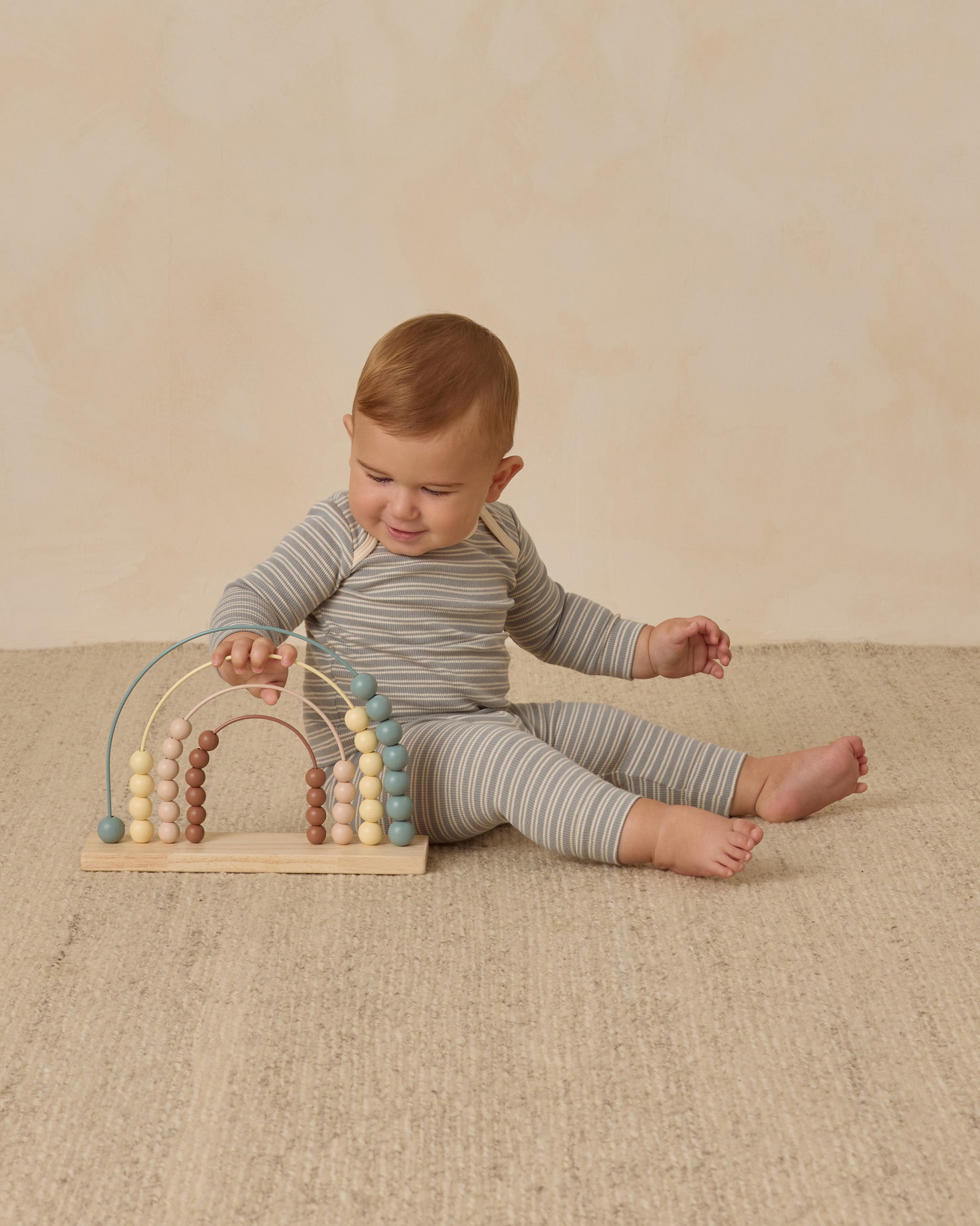 Ribbed Tee + Legging Set || Steel Blue Micro Stripe