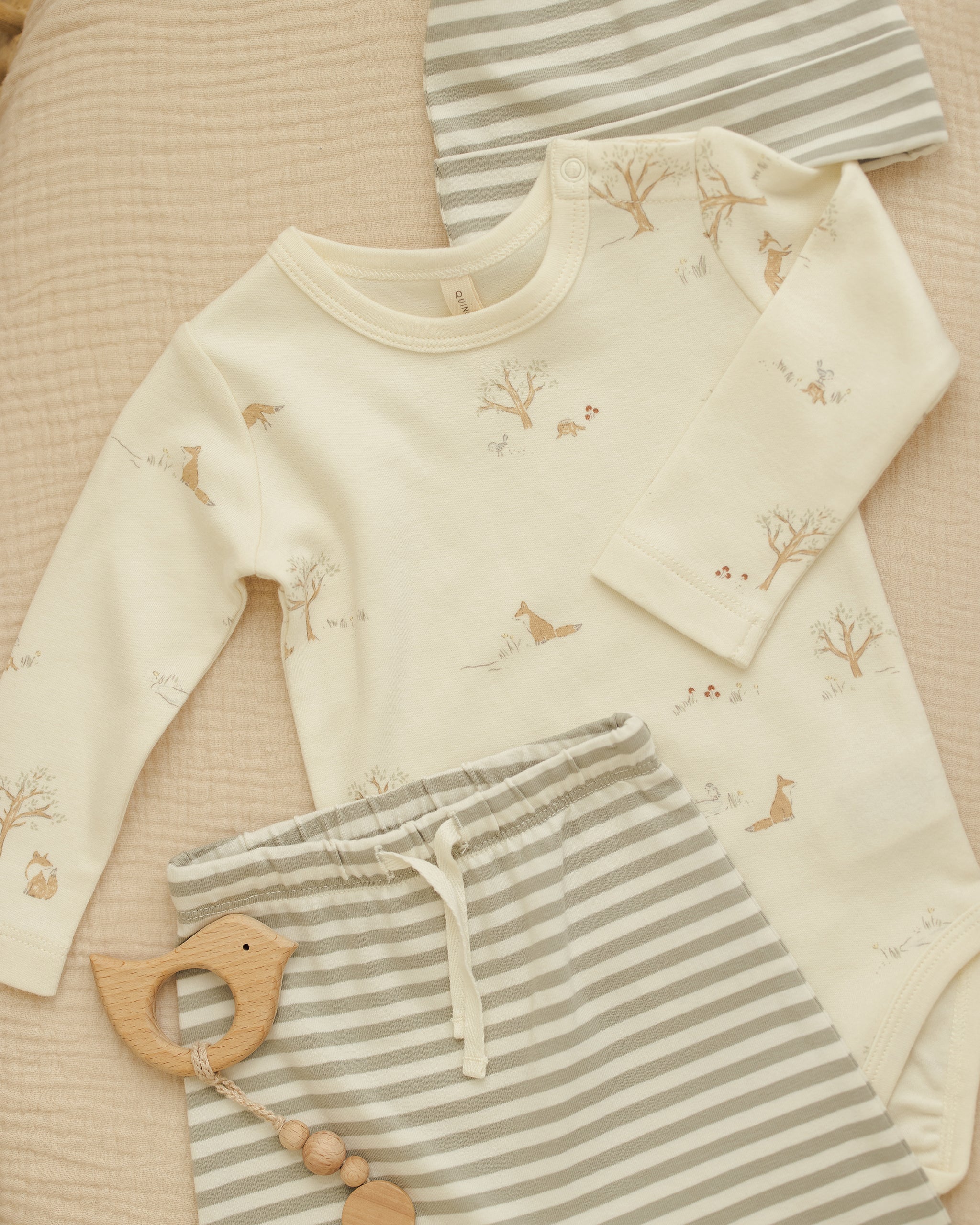 Jersey Bodysuit, 2 Pack || Fox Land, Fern Stripe