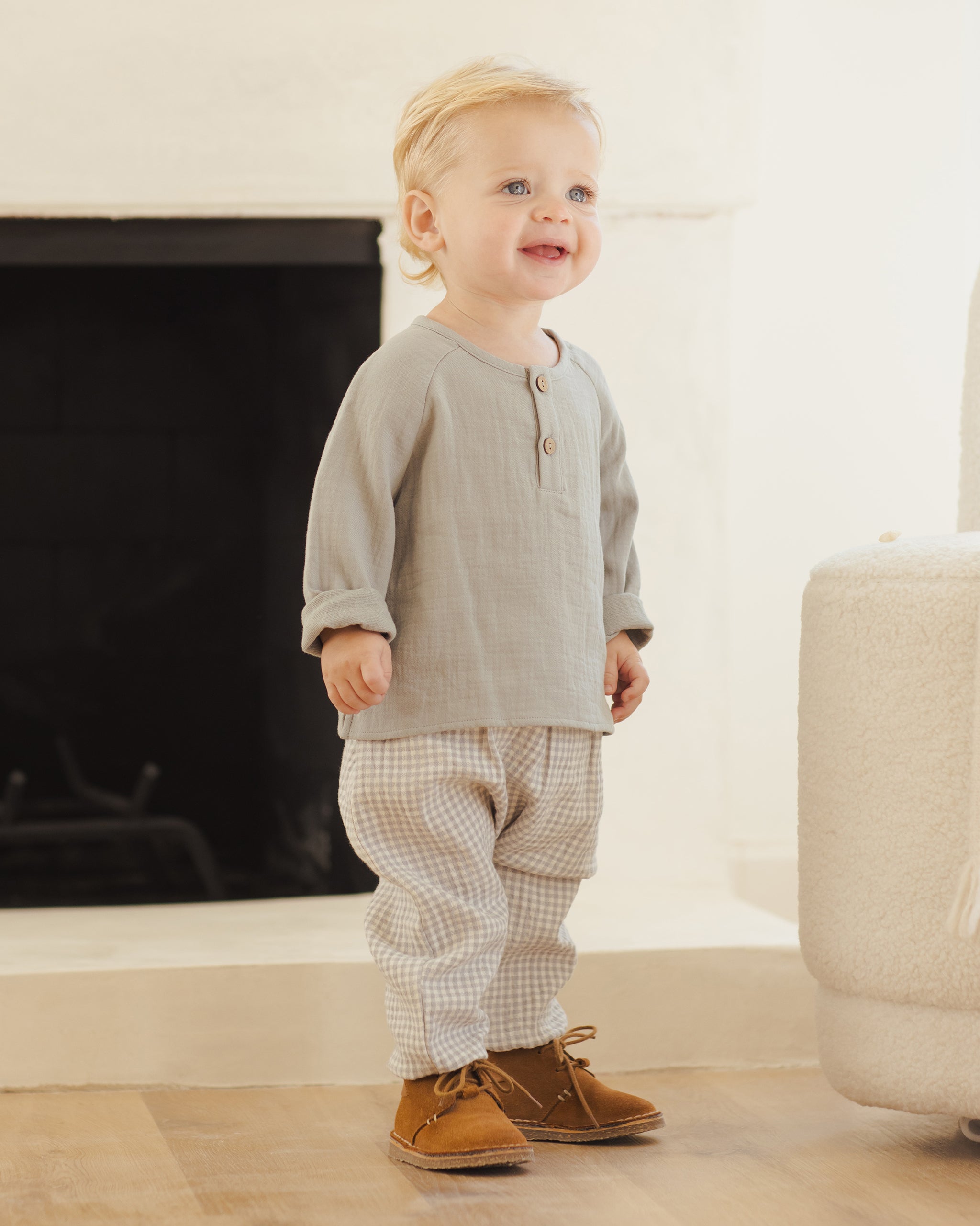 Woven Pant || Blue Gingham