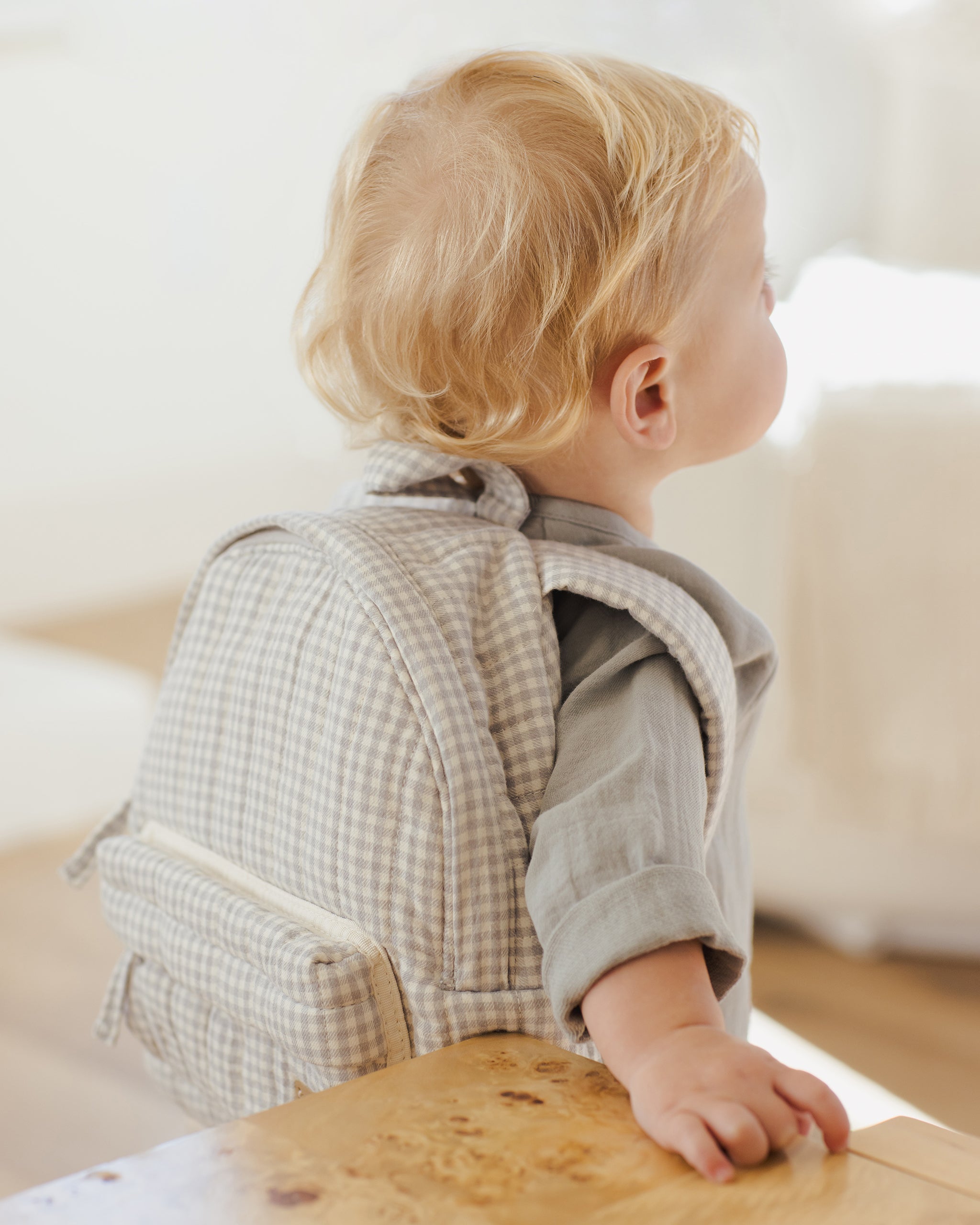 Mini Backpack || Blue Gingham