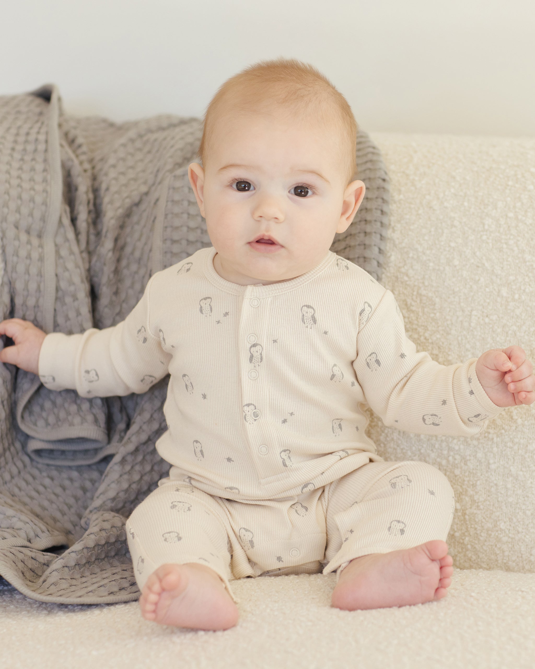 Ribbed Baby Jumpsuit || Owls