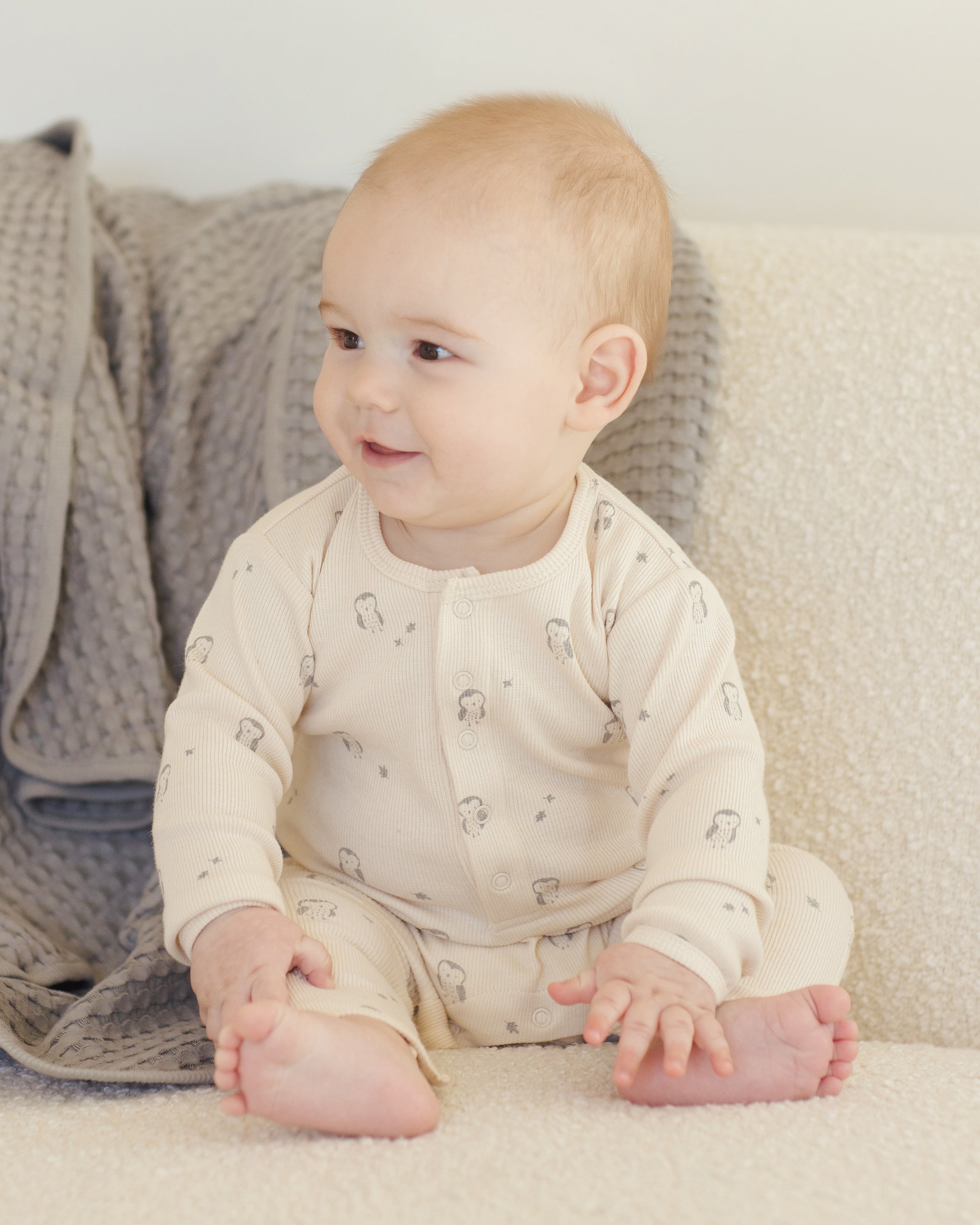 Ribbed Baby Jumpsuit || Owls