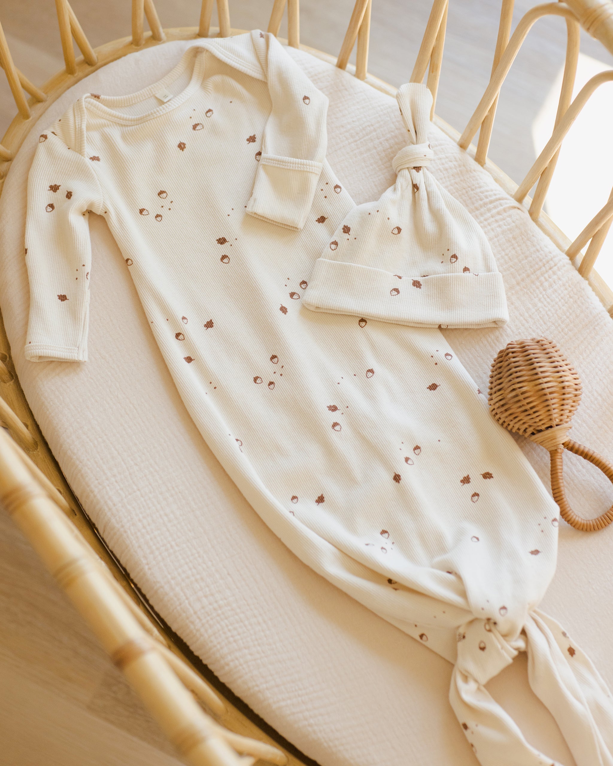 Knotted Baby Gown + Hat Set || Acorns