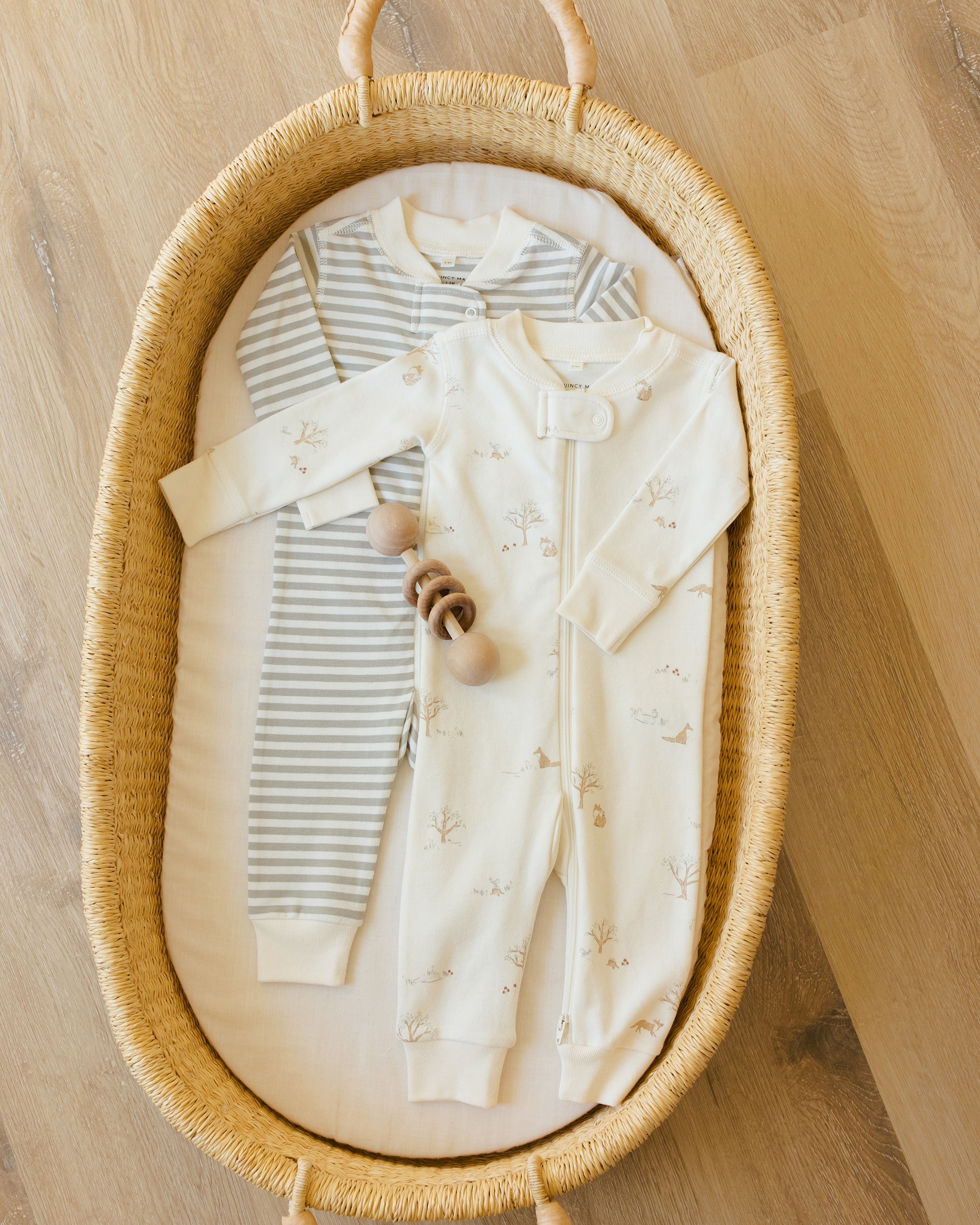 Zip Long Sleeve Sleeper || Fern Stripe