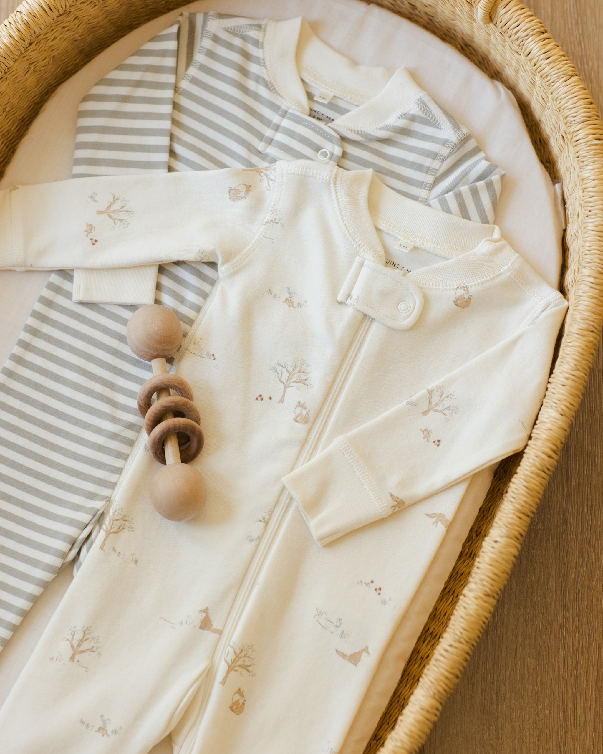 Zip Long Sleeve Sleeper || Fern Stripe