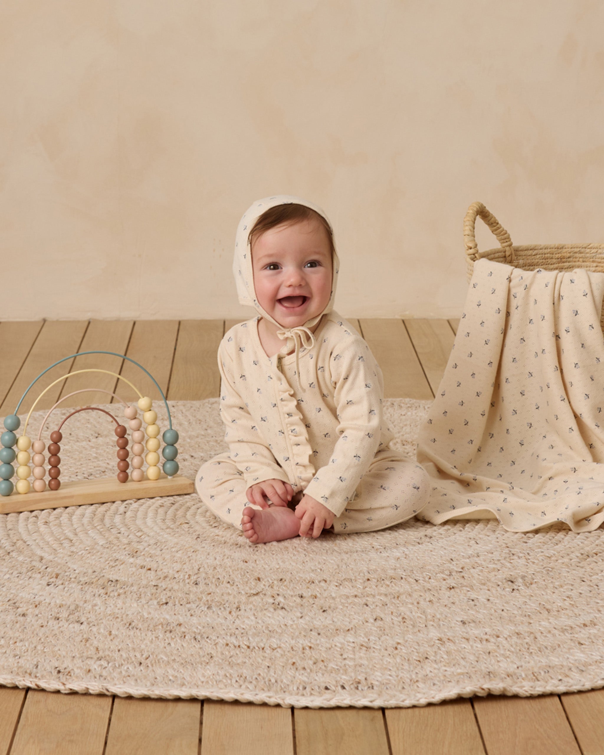 Pointelle Baby Blanket || Blue Ditsy - Rylee + Cru | Kids Clothes | Trendy Baby Clothes | Modern Infant Outfits |