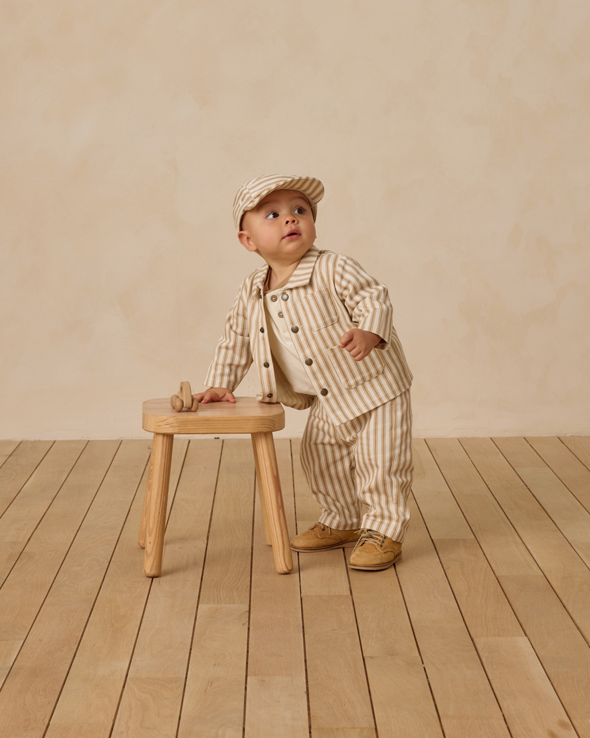 Baby Cap || Gold Pinstripe - Rylee + Cru | Kids Clothes | Trendy Baby Clothes | Modern Infant Outfits |