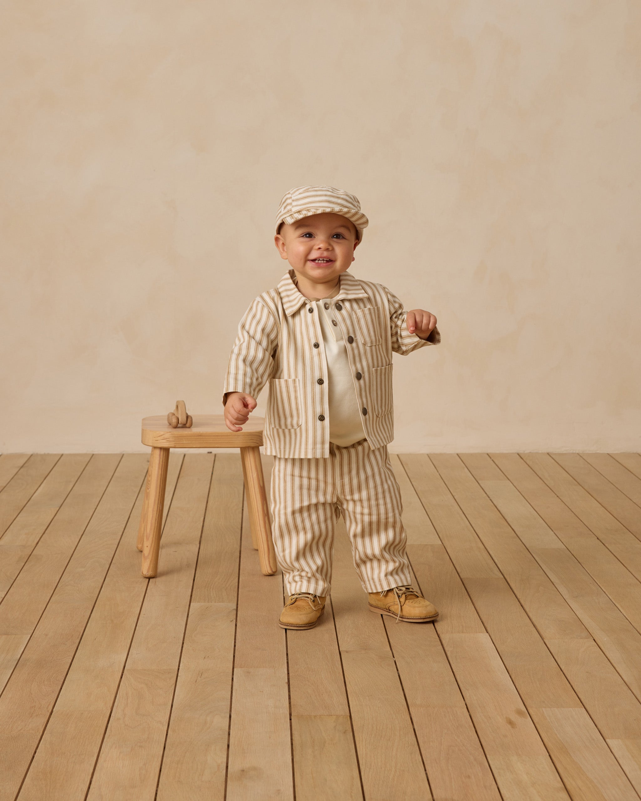 Baby Cap || Gold Pinstripe - Rylee + Cru | Kids Clothes | Trendy Baby Clothes | Modern Infant Outfits |