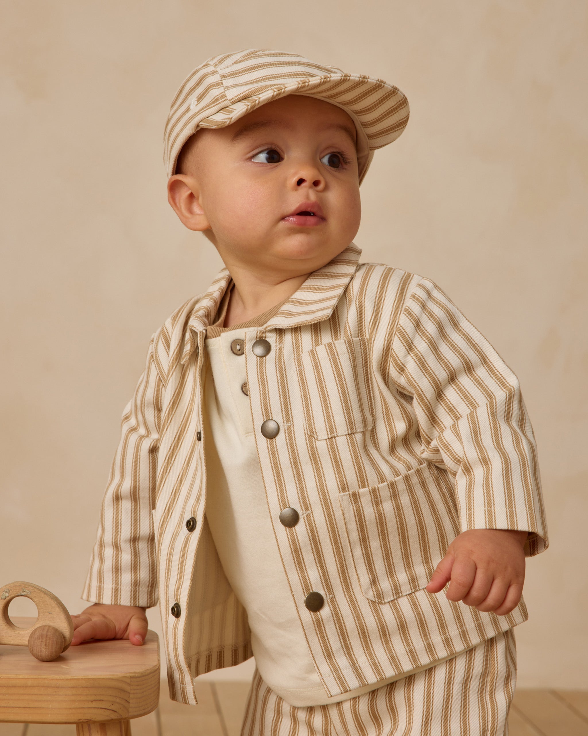 Baby Cap || Gold Pinstripe - Rylee + Cru | Kids Clothes | Trendy Baby Clothes | Modern Infant Outfits |