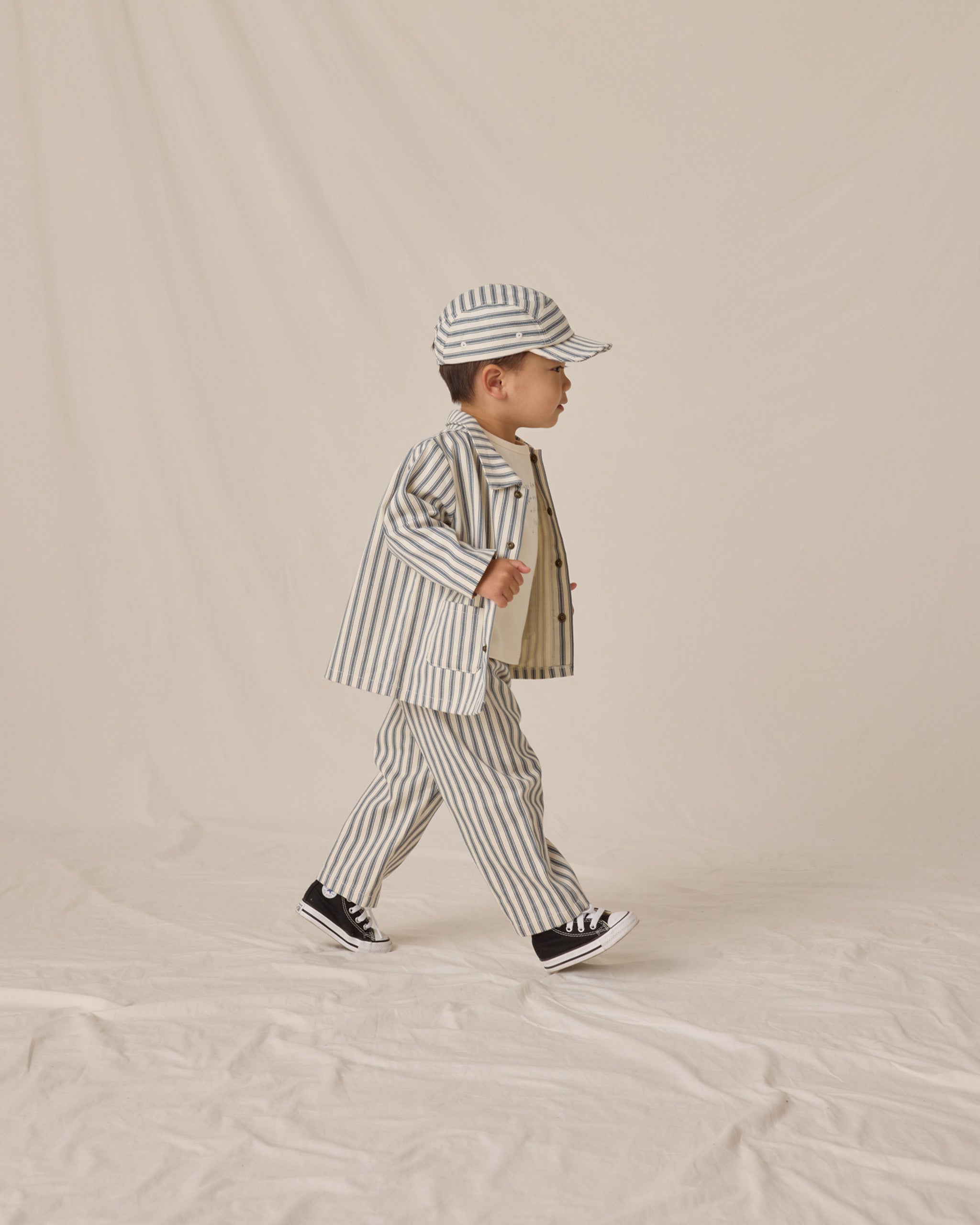 Baby Cap || Ocean Pinstripe - Rylee + Cru | Kids Clothes | Trendy Baby Clothes | Modern Infant Outfits |