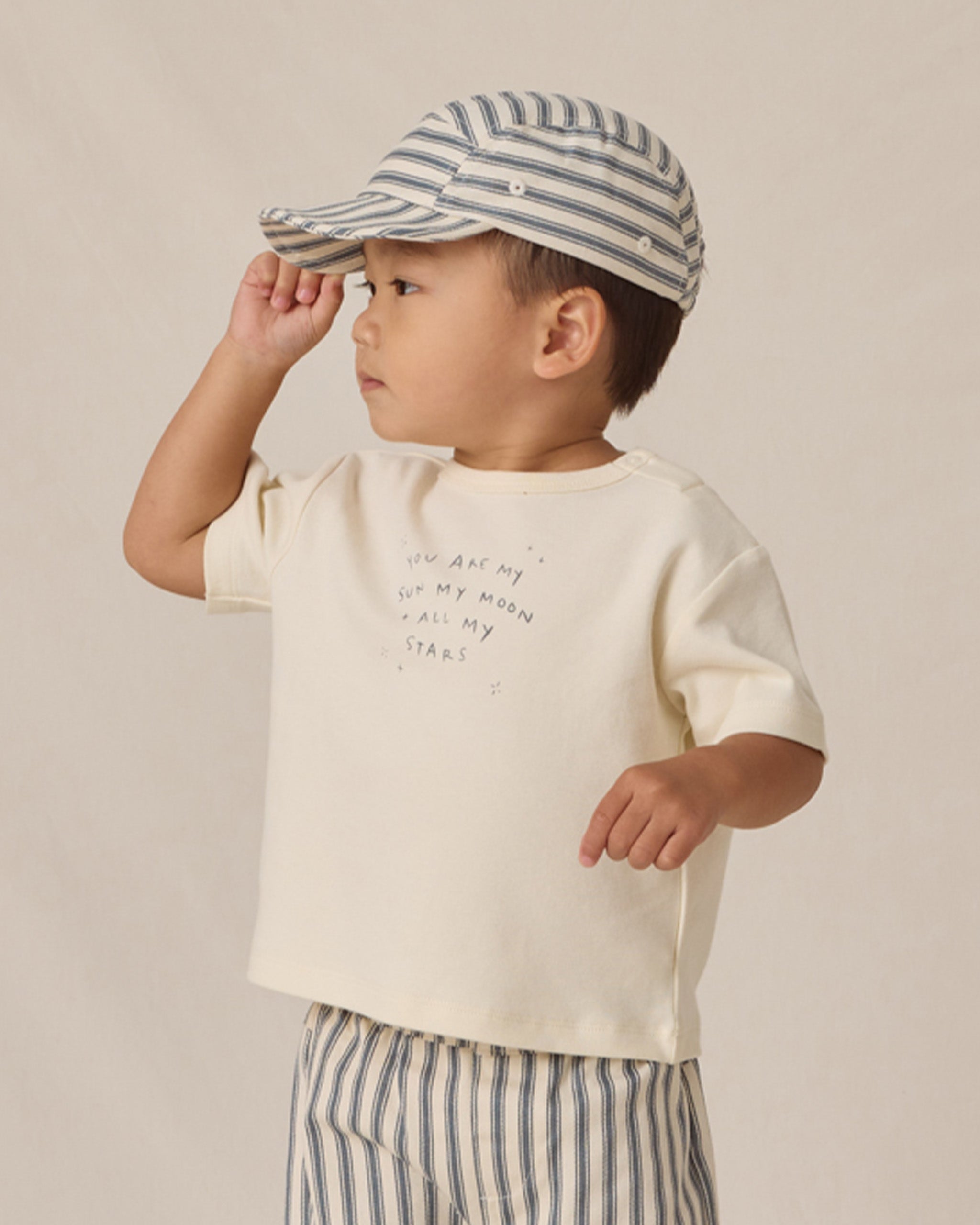 Baby Cap || Ocean Pinstripe - Rylee + Cru | Kids Clothes | Trendy Baby Clothes | Modern Infant Outfits |