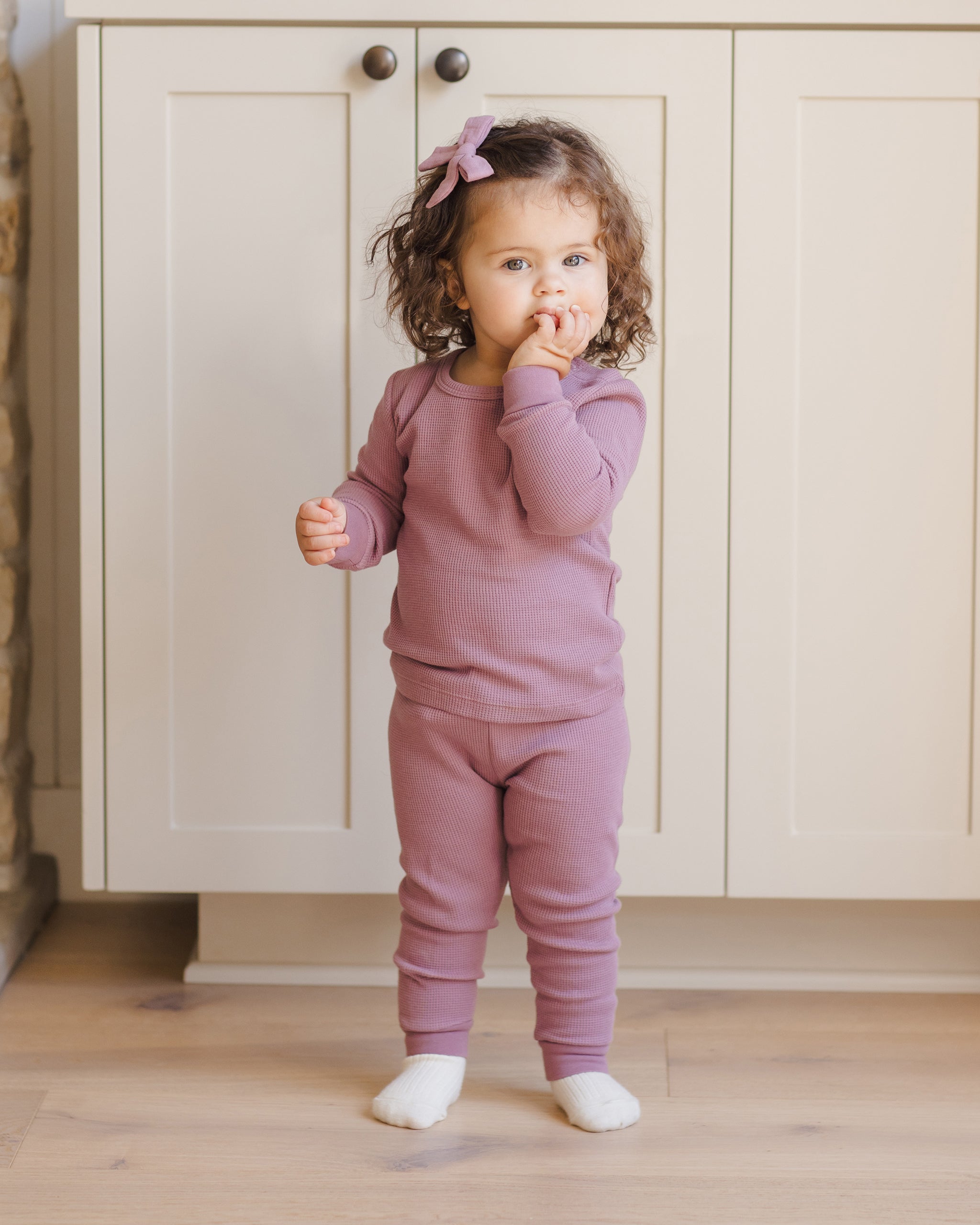 Waffle Top + Pant Set || Mulberry