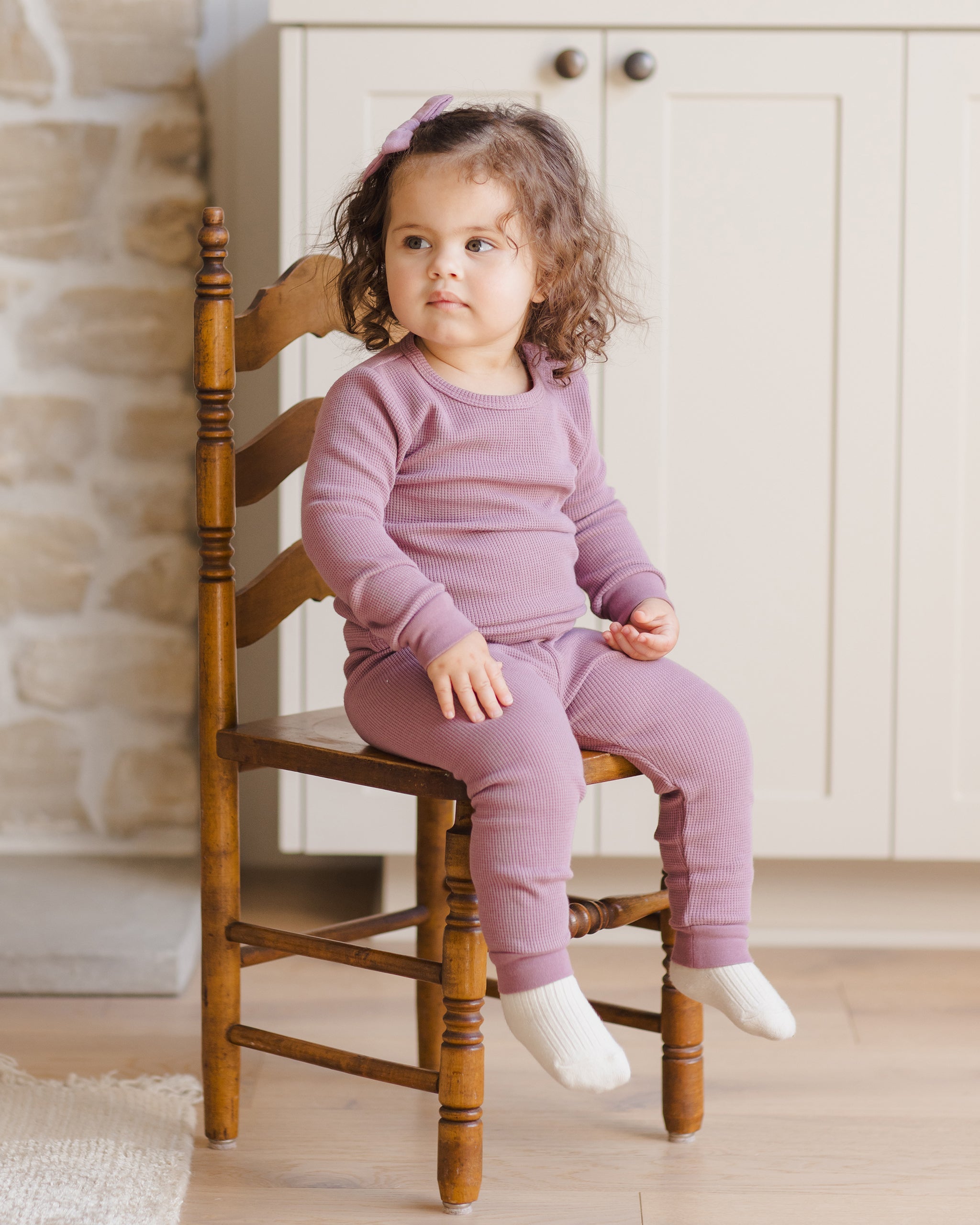 Waffle Top + Pant Set || Mulberry