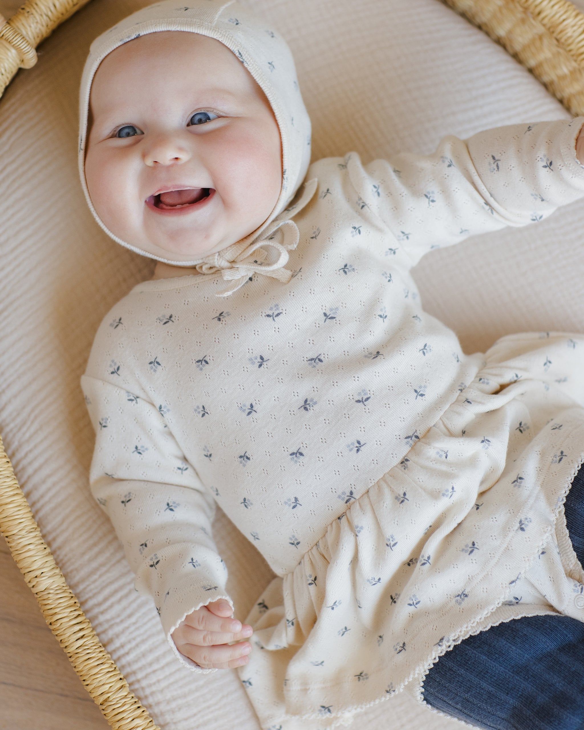 Baby Bonnet || Blue Ditsy