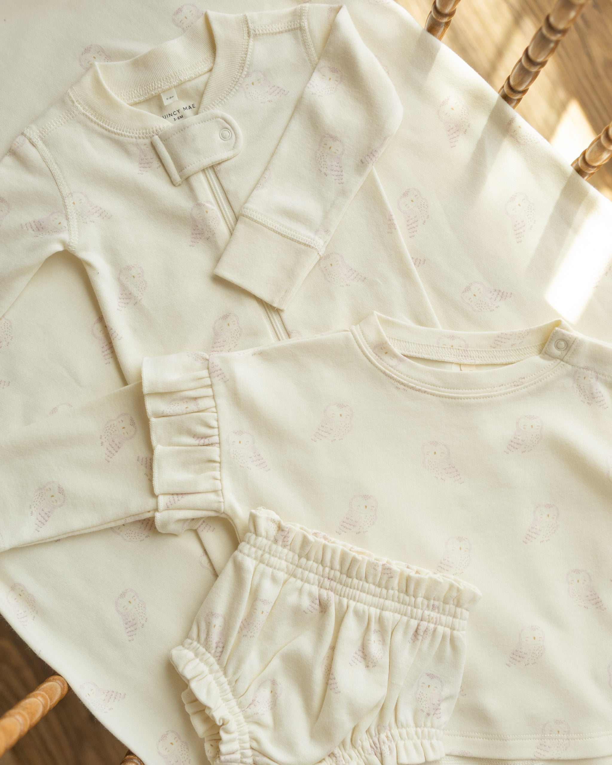 Ruffle Long Sleeve Tee || Snow Owls