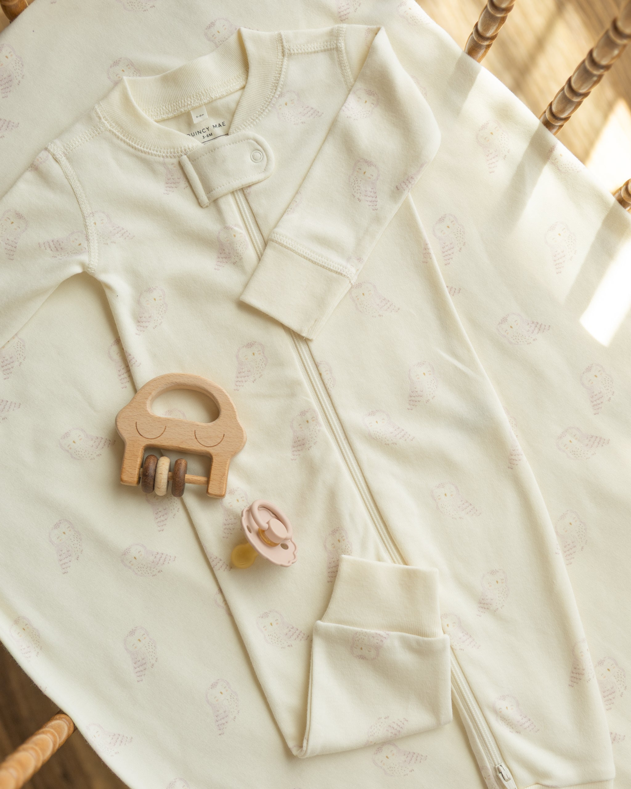 Zip Long Sleeve Sleeper || Snow Owls