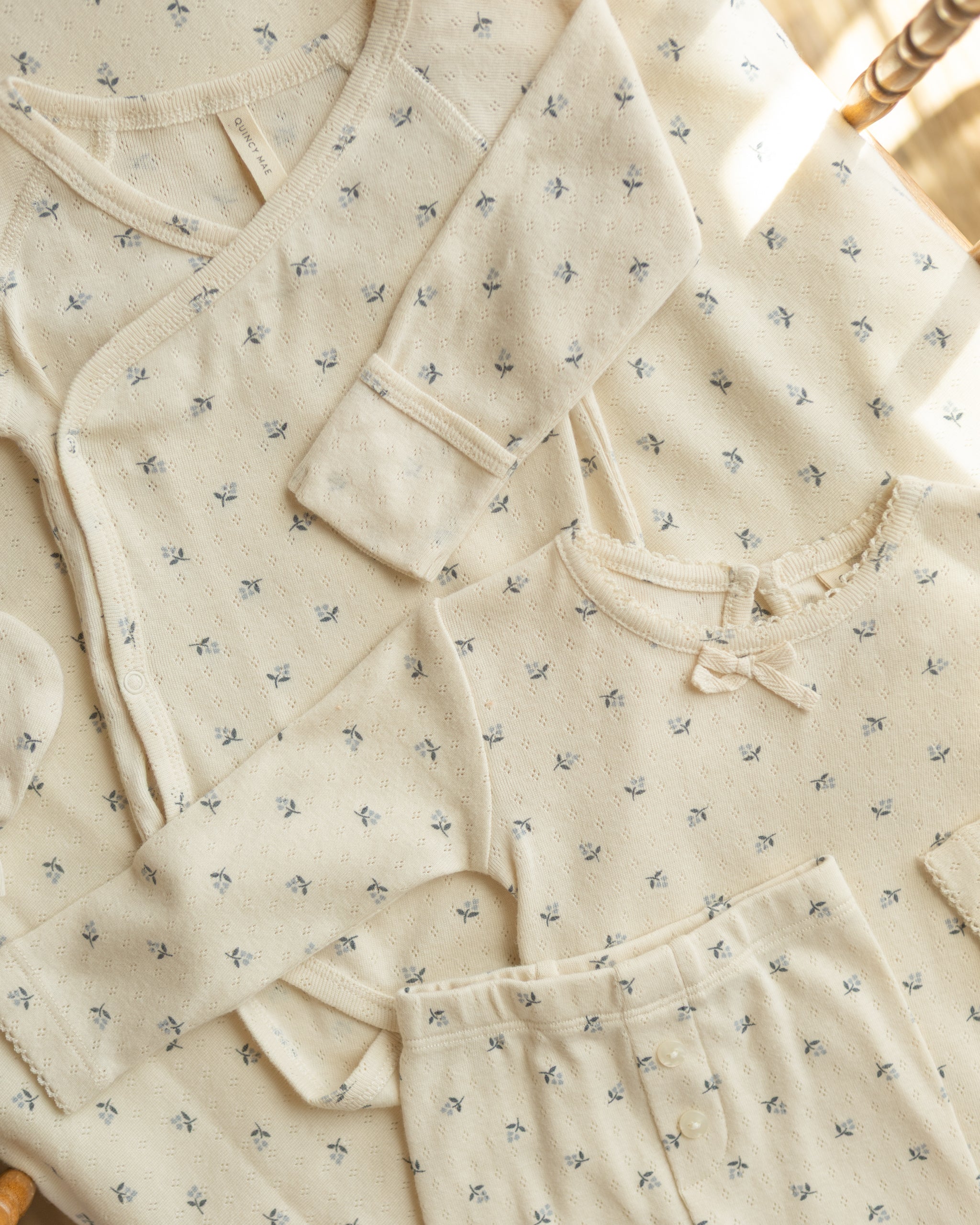 Pointelle Long Sleeve Tee + Legging || Blue Ditsy