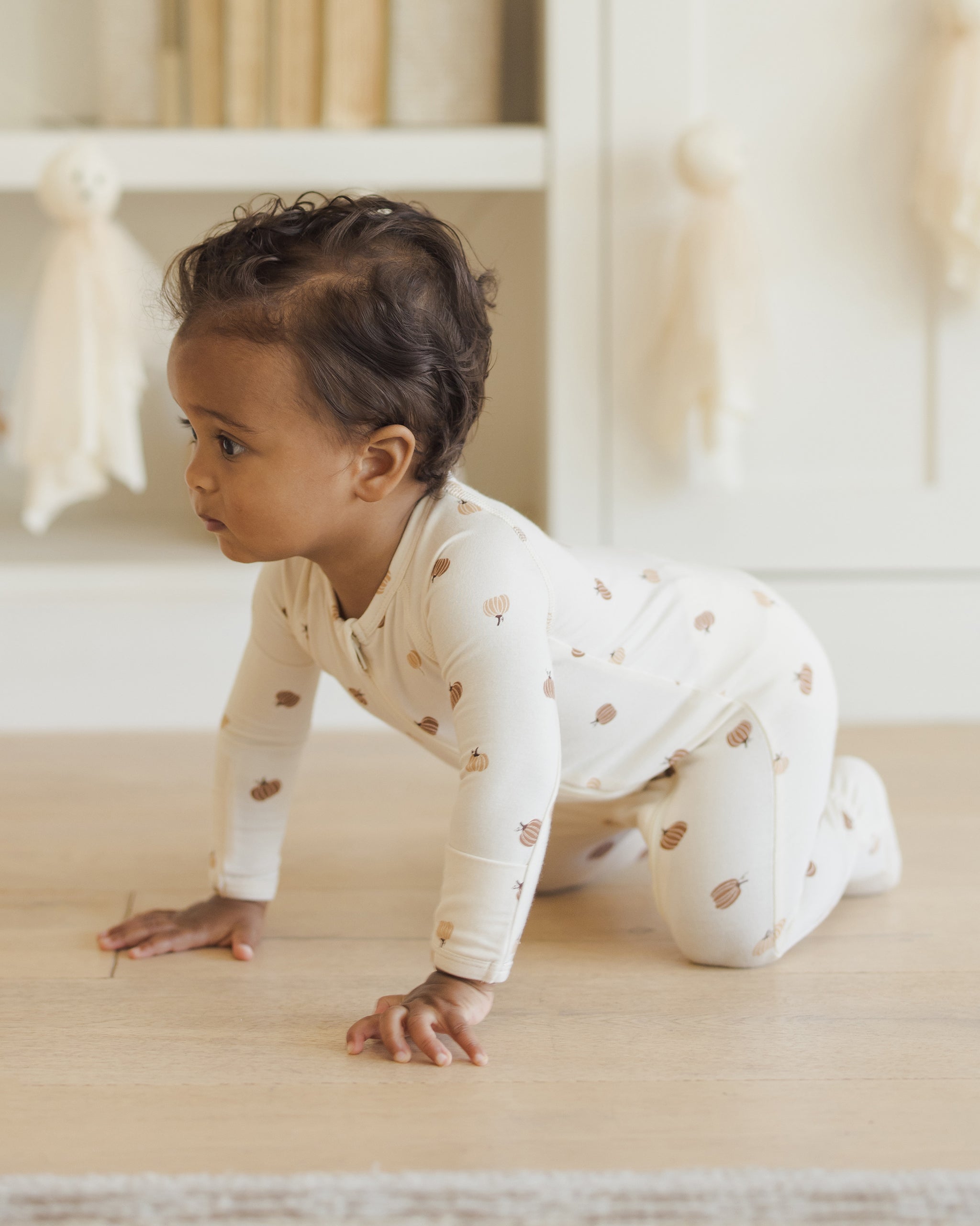 Bamboo Zip Footie || Pumpkins - Rylee + Cru | Kids Clothes | Trendy Baby Clothes | Modern Infant Outfits |