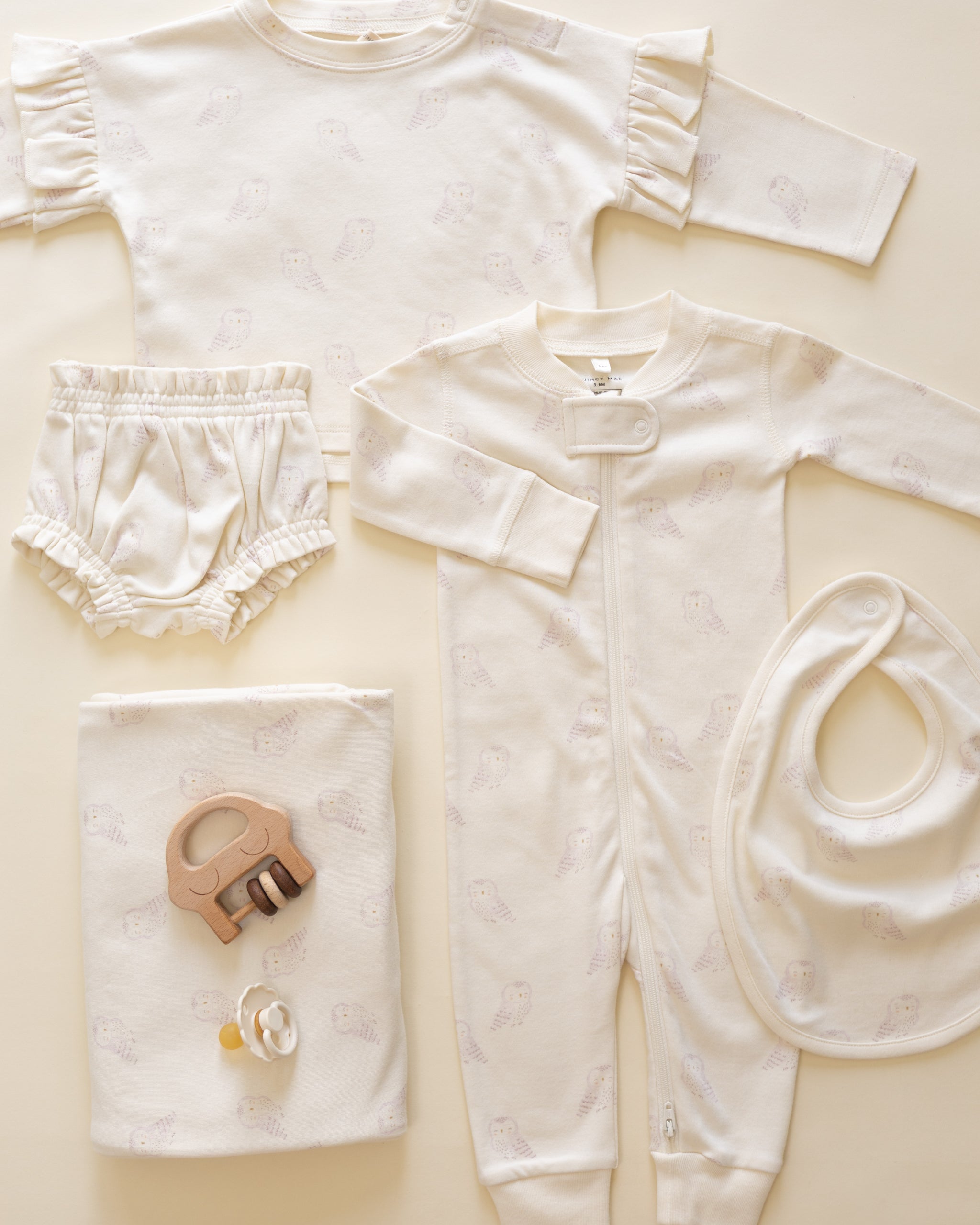 Zip Long Sleeve Sleeper || Snow Owls