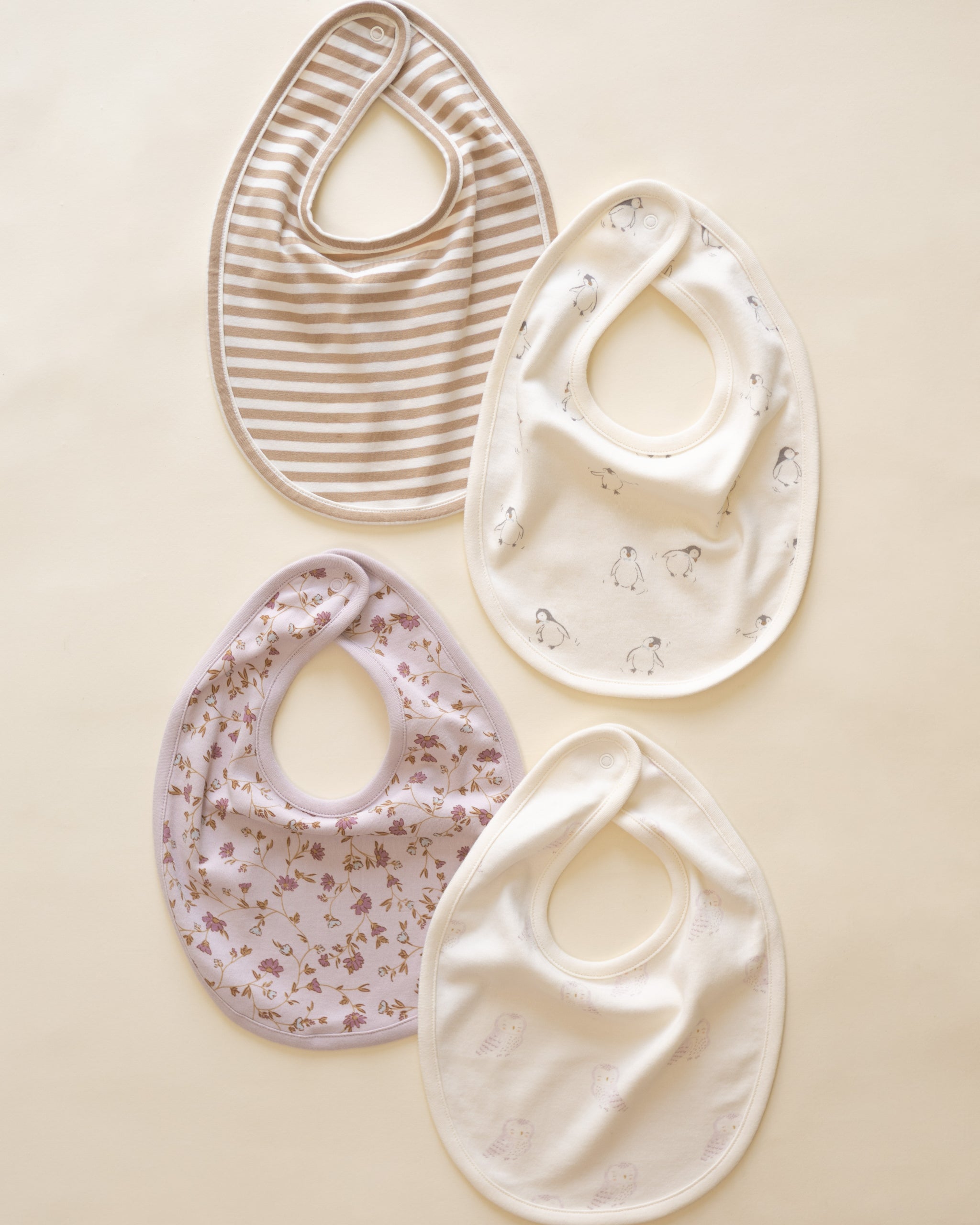 Jersey Snap Bib, 2 Pack || Gold Stripe, Penguins