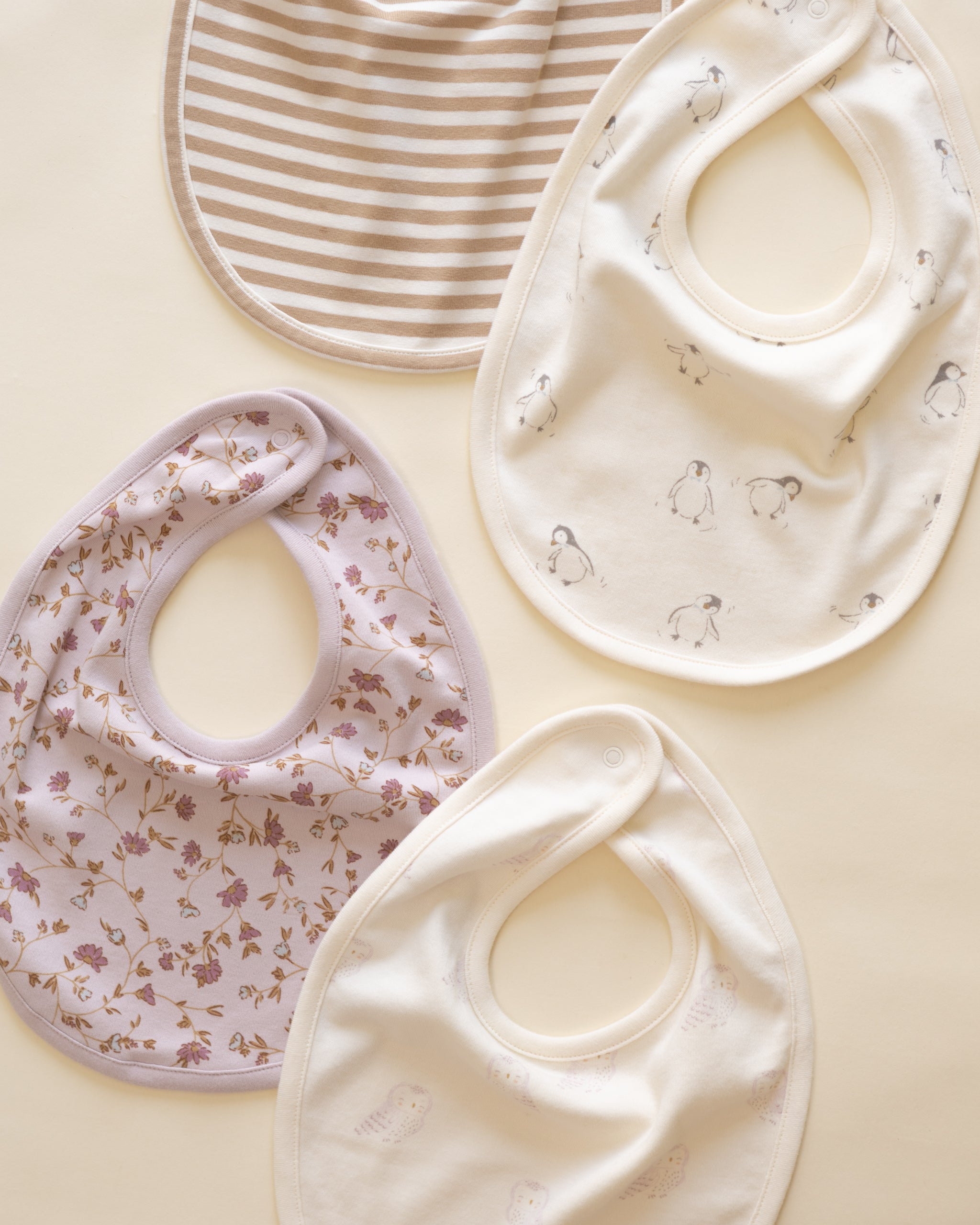 Jersey Snap Bib, 2 Pack || Gold Stripe, Penguins