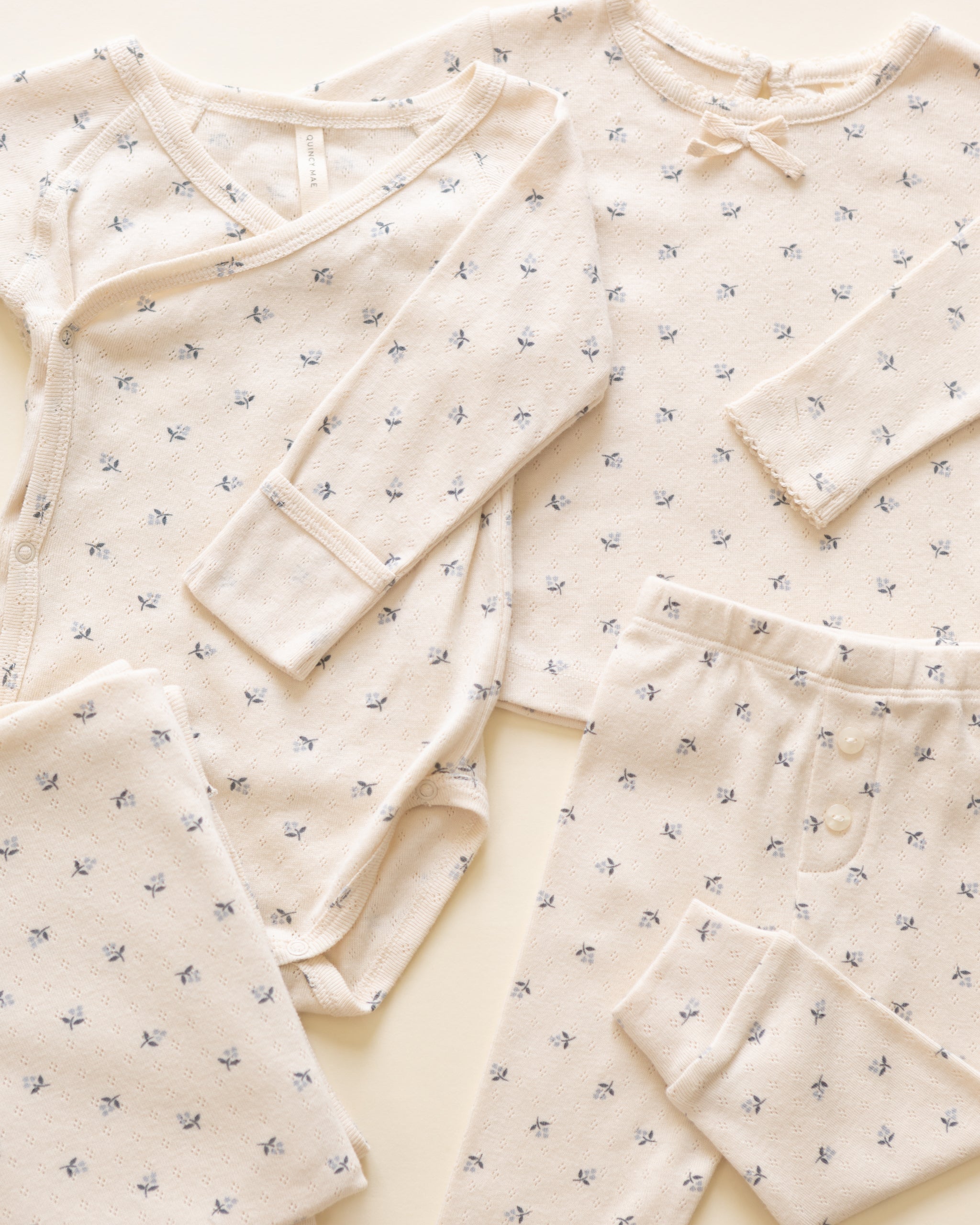 Pointelle Long Sleeve Tee + Legging || Blue Ditsy