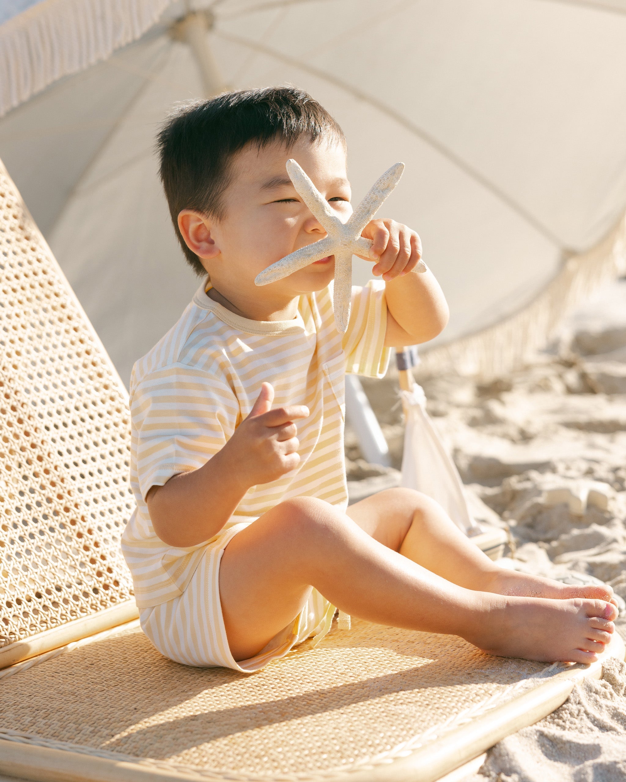 Pocket Tee + Short Set || Yellow Stripe