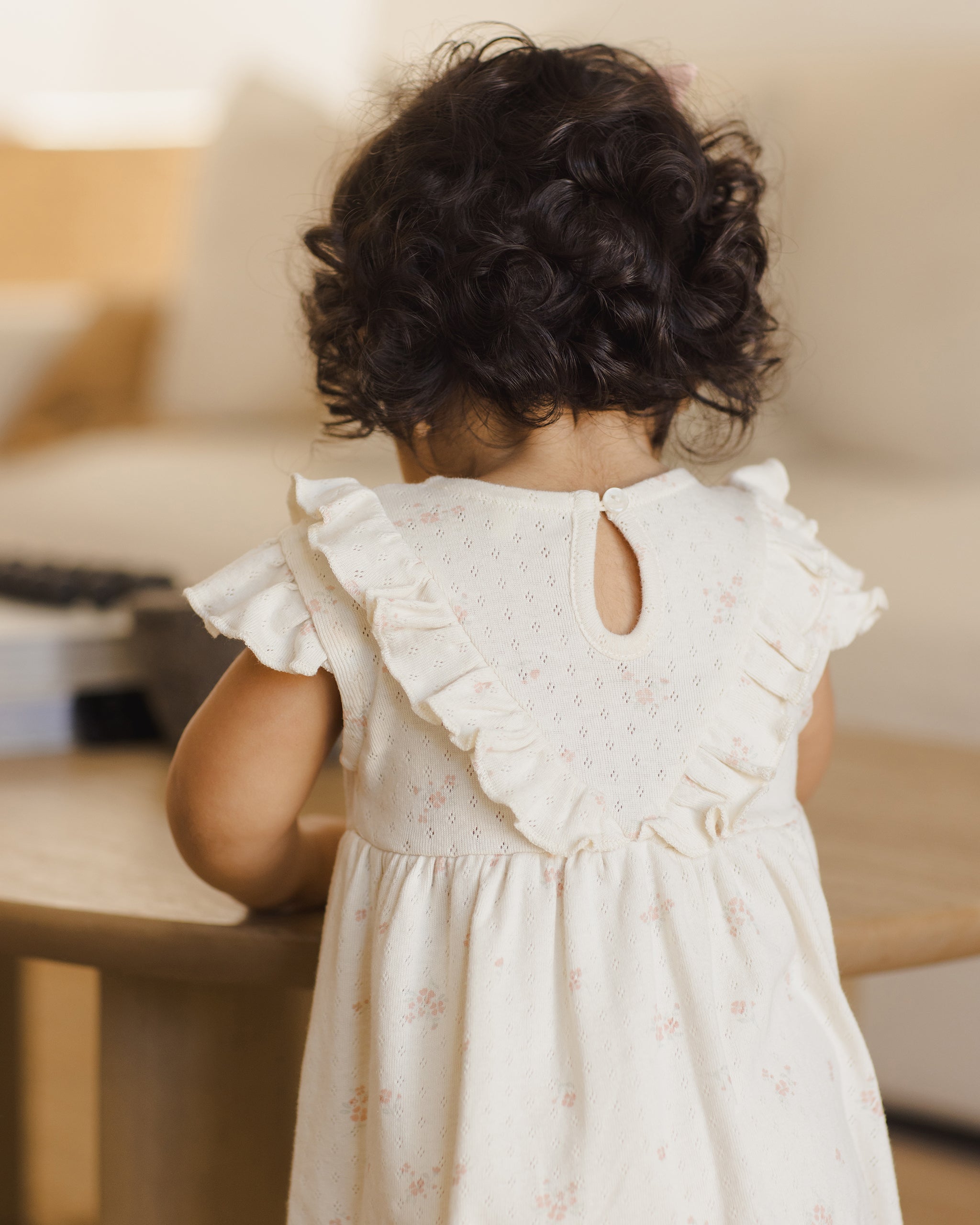 Sleeveless Ruffle V Dress || Pink Ditsy