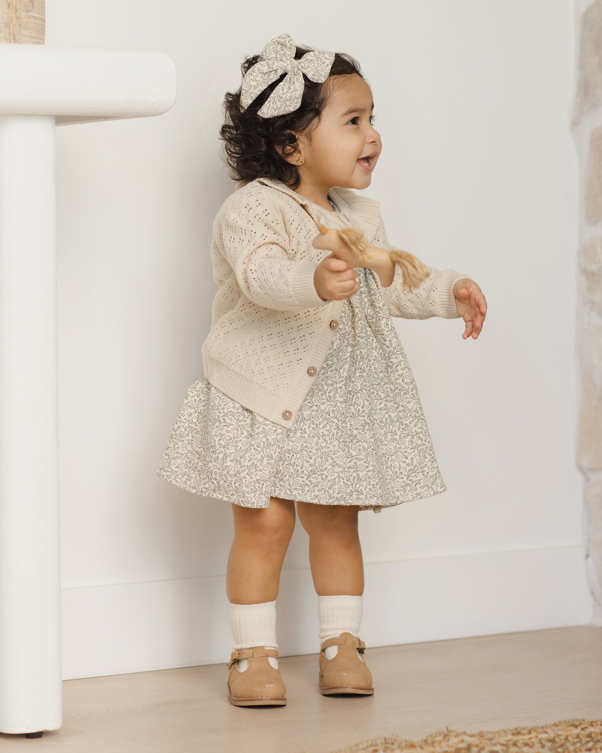 Ruffle Collar Cardigan || Natural