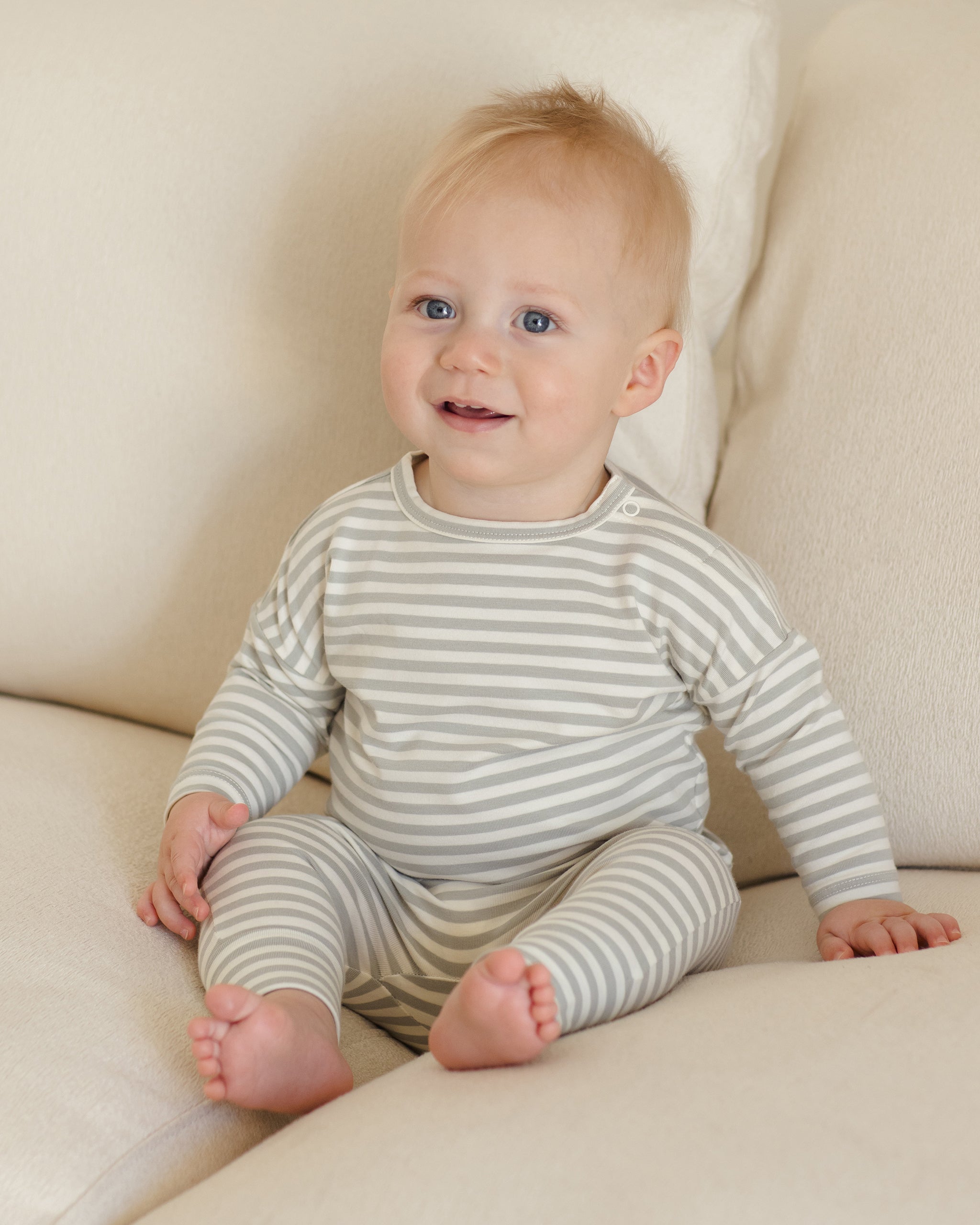 Long Sleeve Tee || Sage Stripe