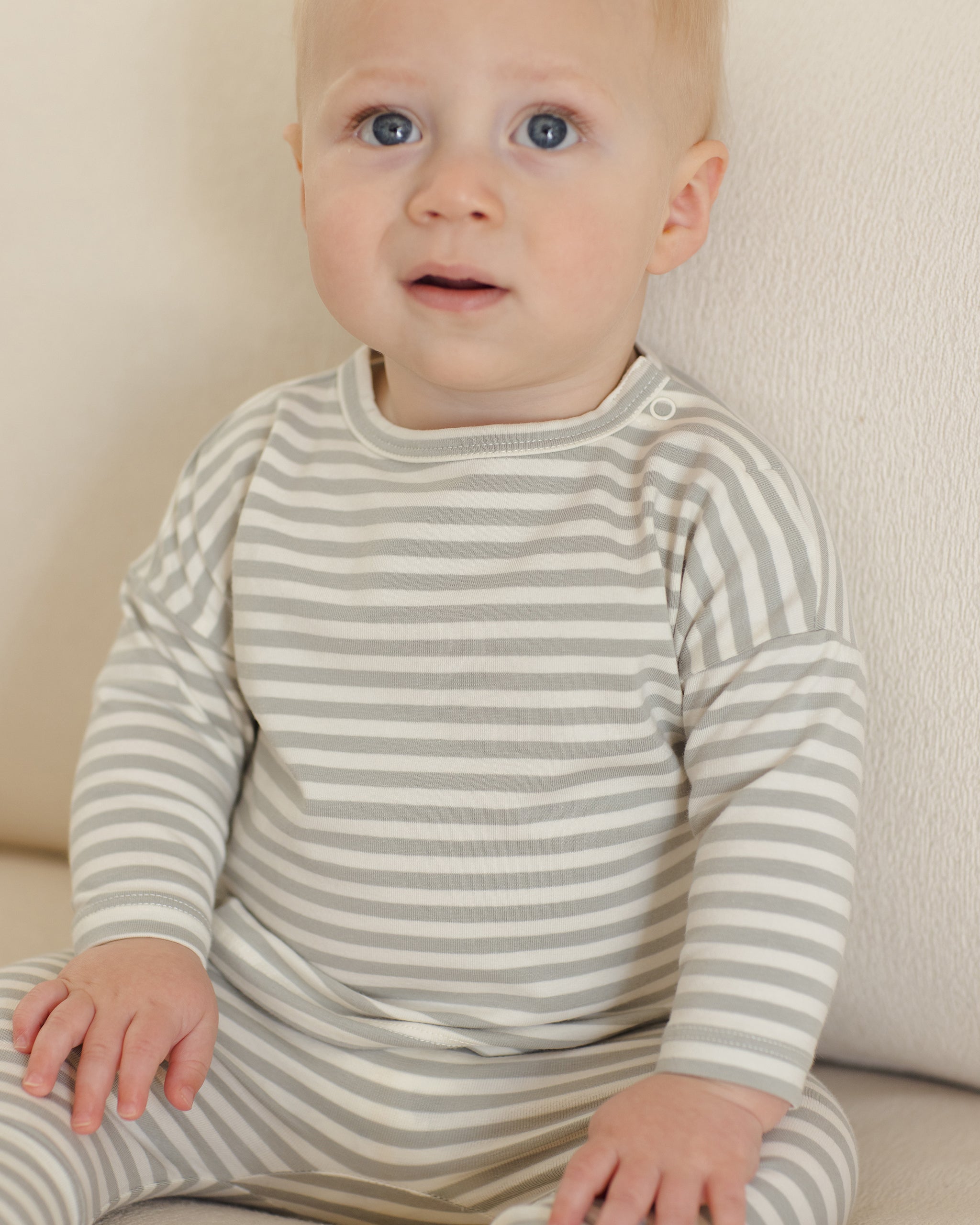 Long Sleeve Tee || Sage Stripe