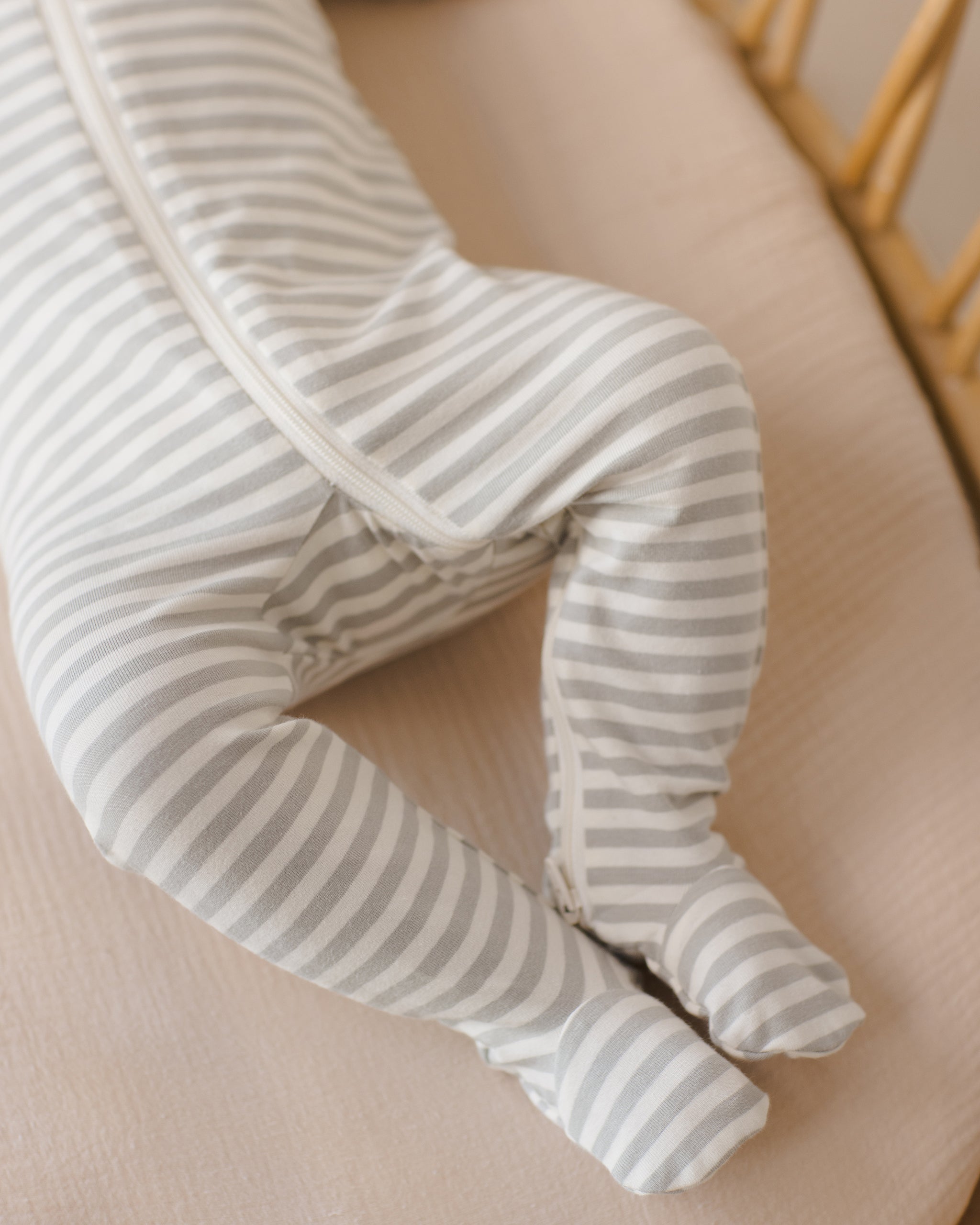 Zip Long Sleeve Sleeper Footie || Sage Stripe
