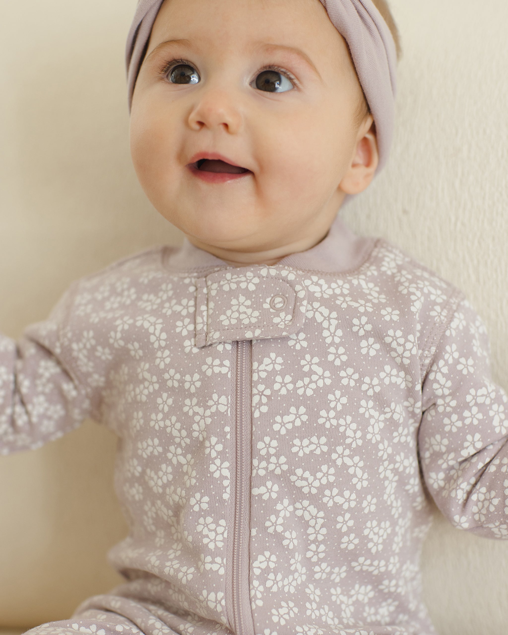 Zip Long Sleeve Sleeper Footie || Lavender Ditsy