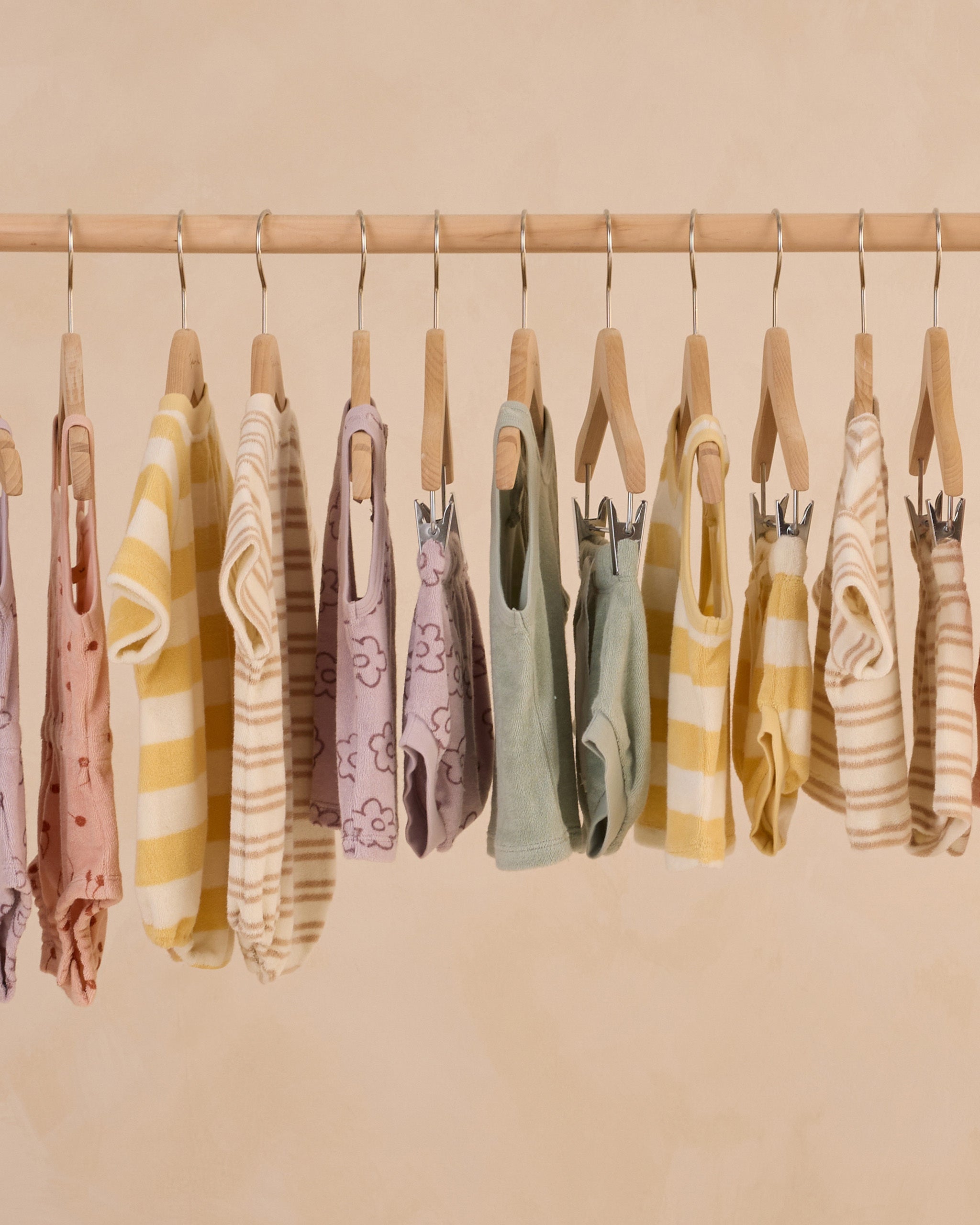 Terry Henley Romper || Oat Stripe