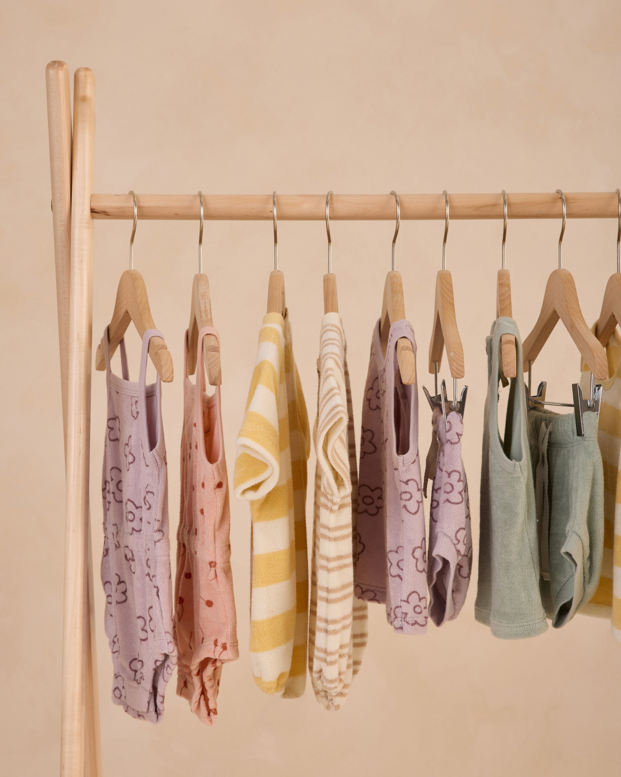 Terry Henley Romper || Oat Stripe