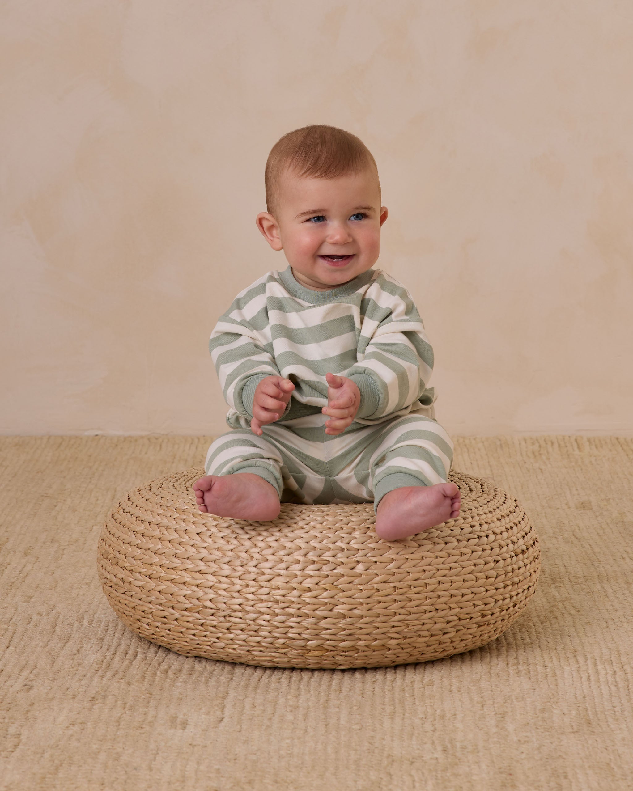 Relaxed Sweatpant || Sage Stripe
