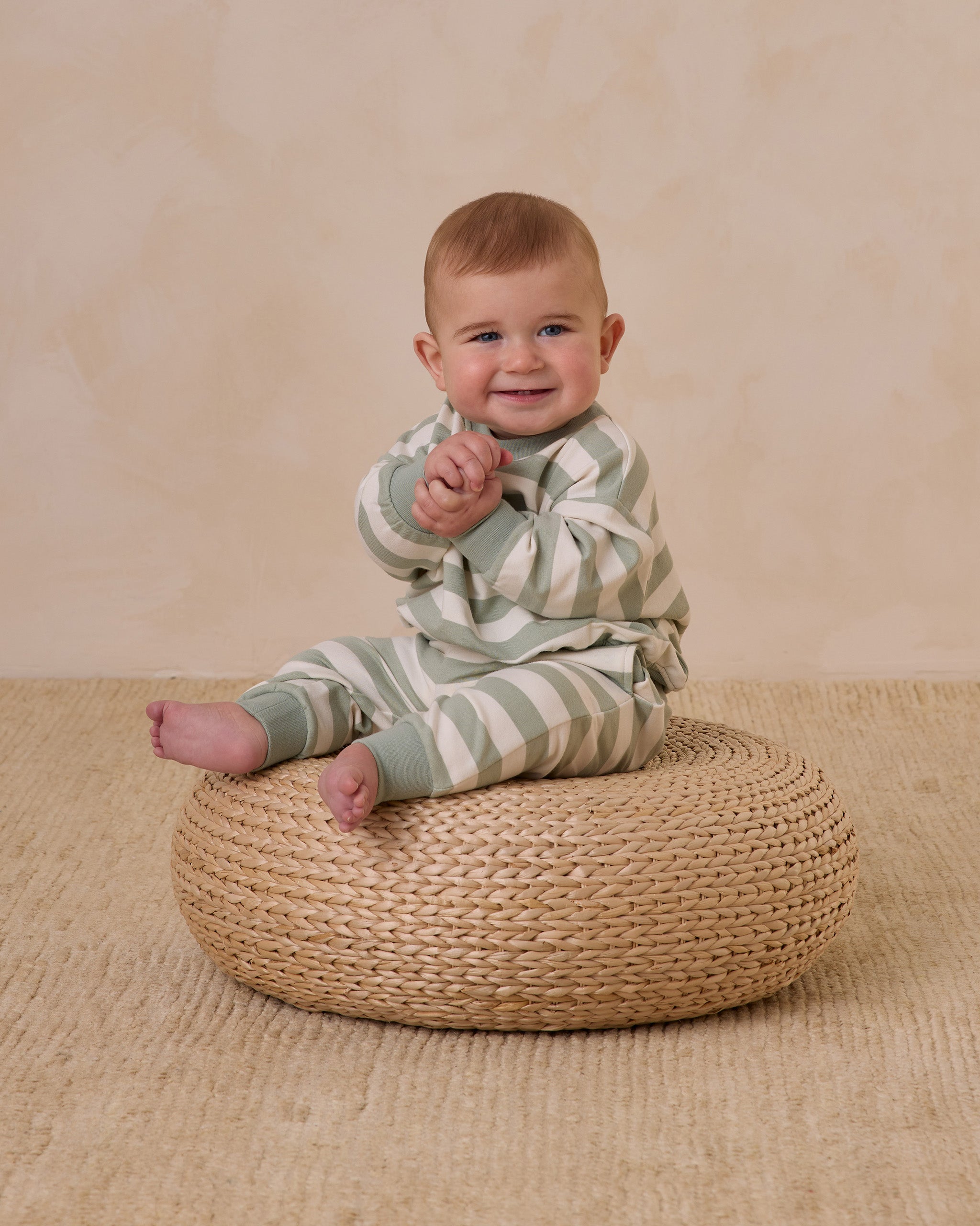 Relaxed Sweatpant || Sage Stripe