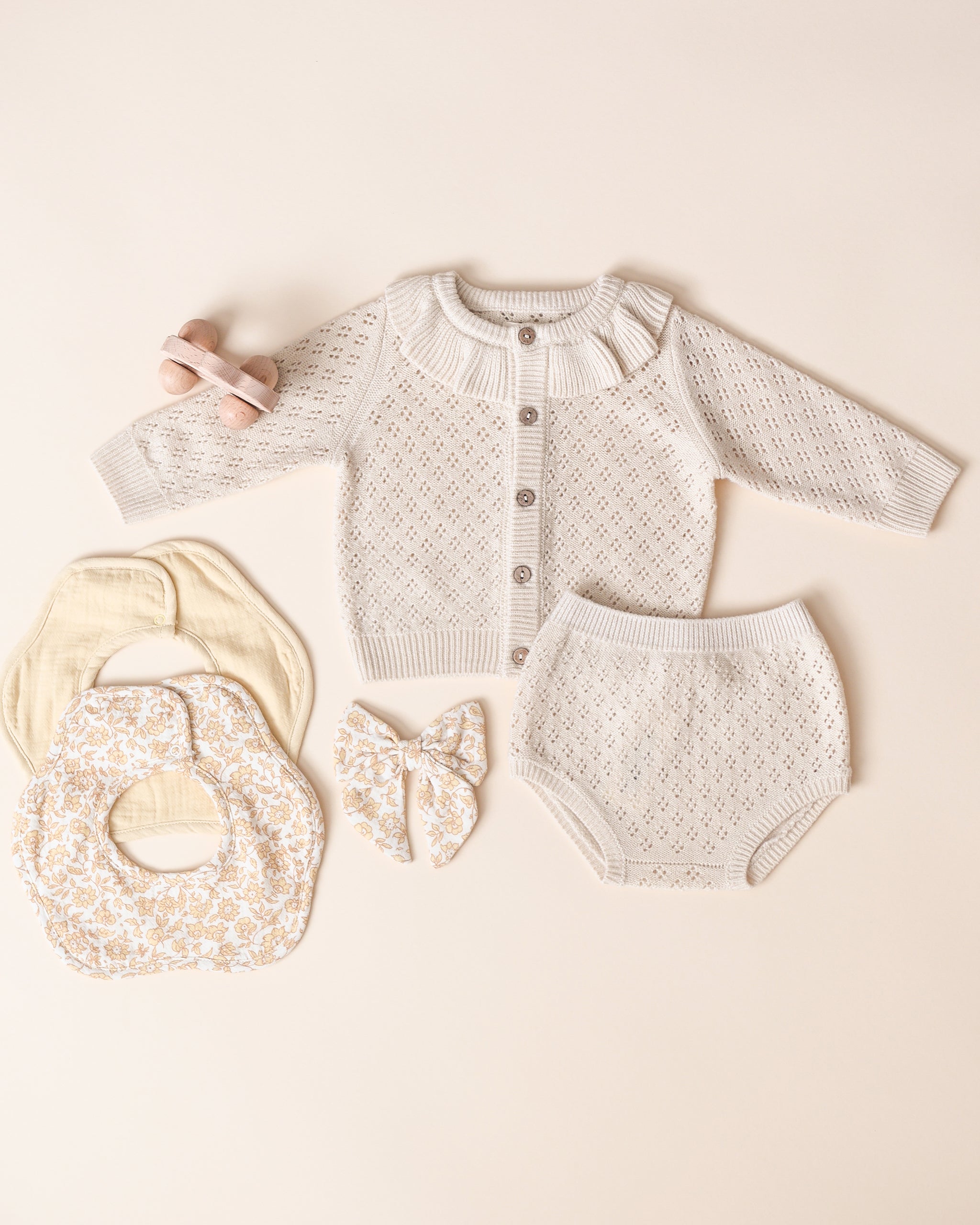 Ruffle Collar Cardigan || Natural