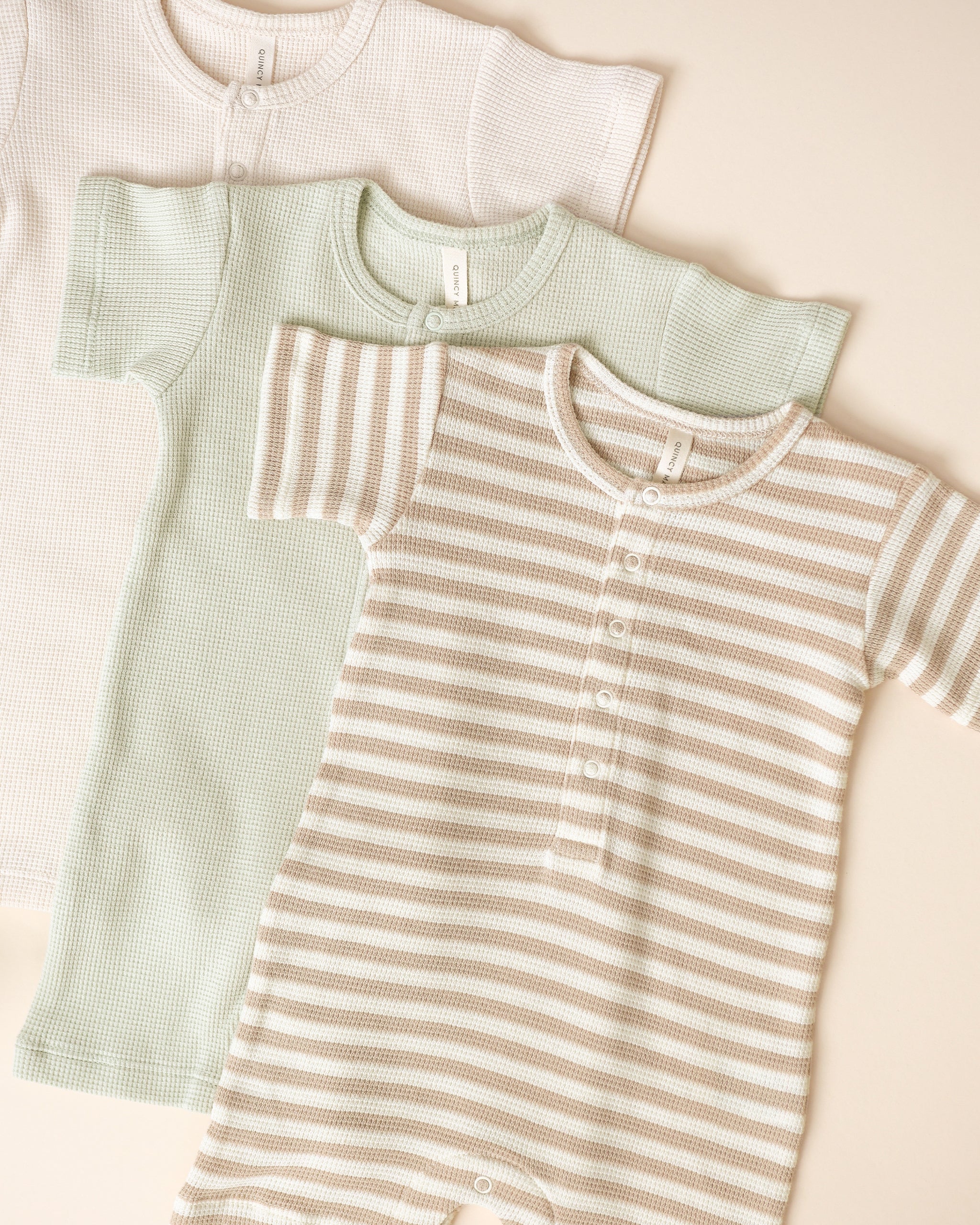 Waffle Snap Romper || Natural