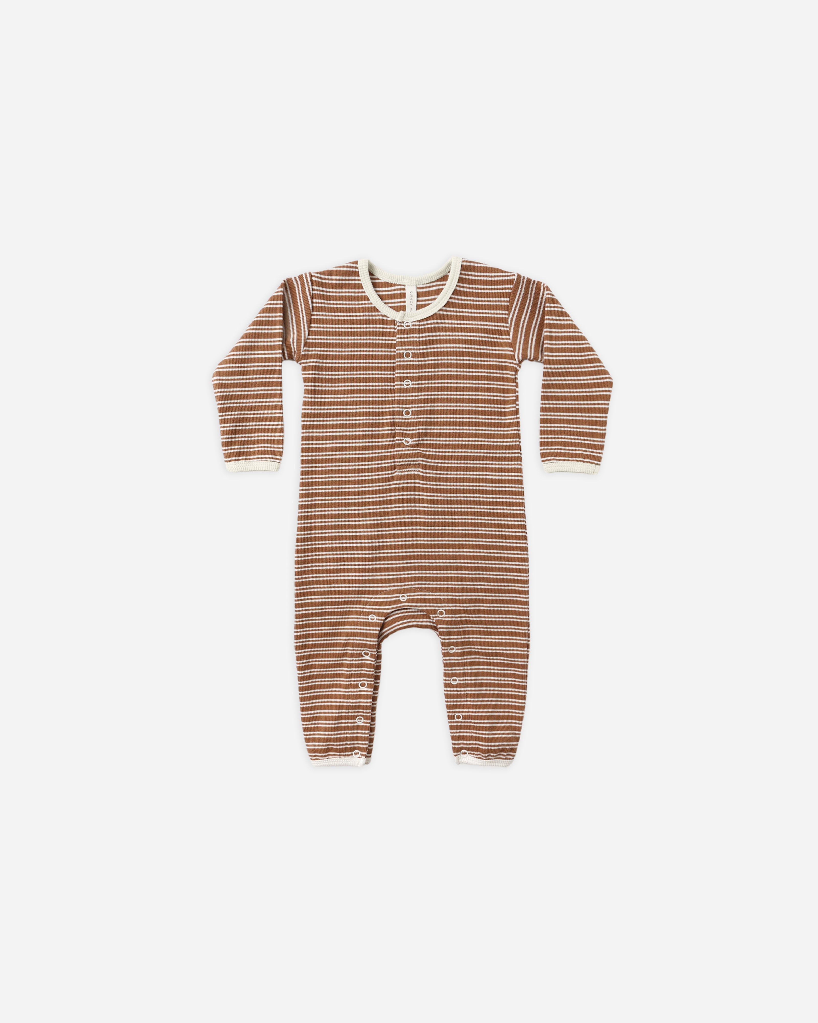 Ribbed Baby Jumpsuit || Cedar Micro Stripe