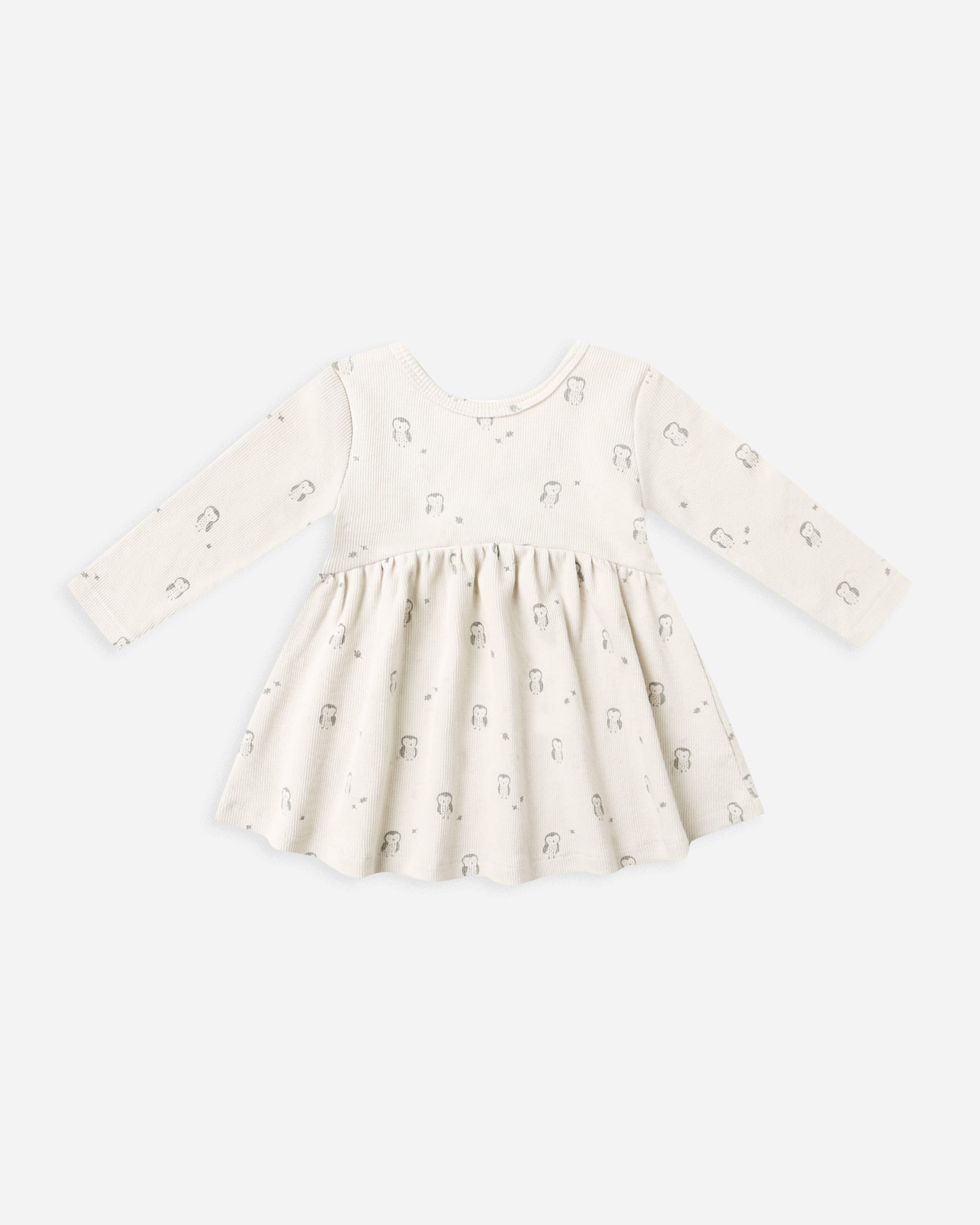 Ribbed Long Sleeve Dress || Owls