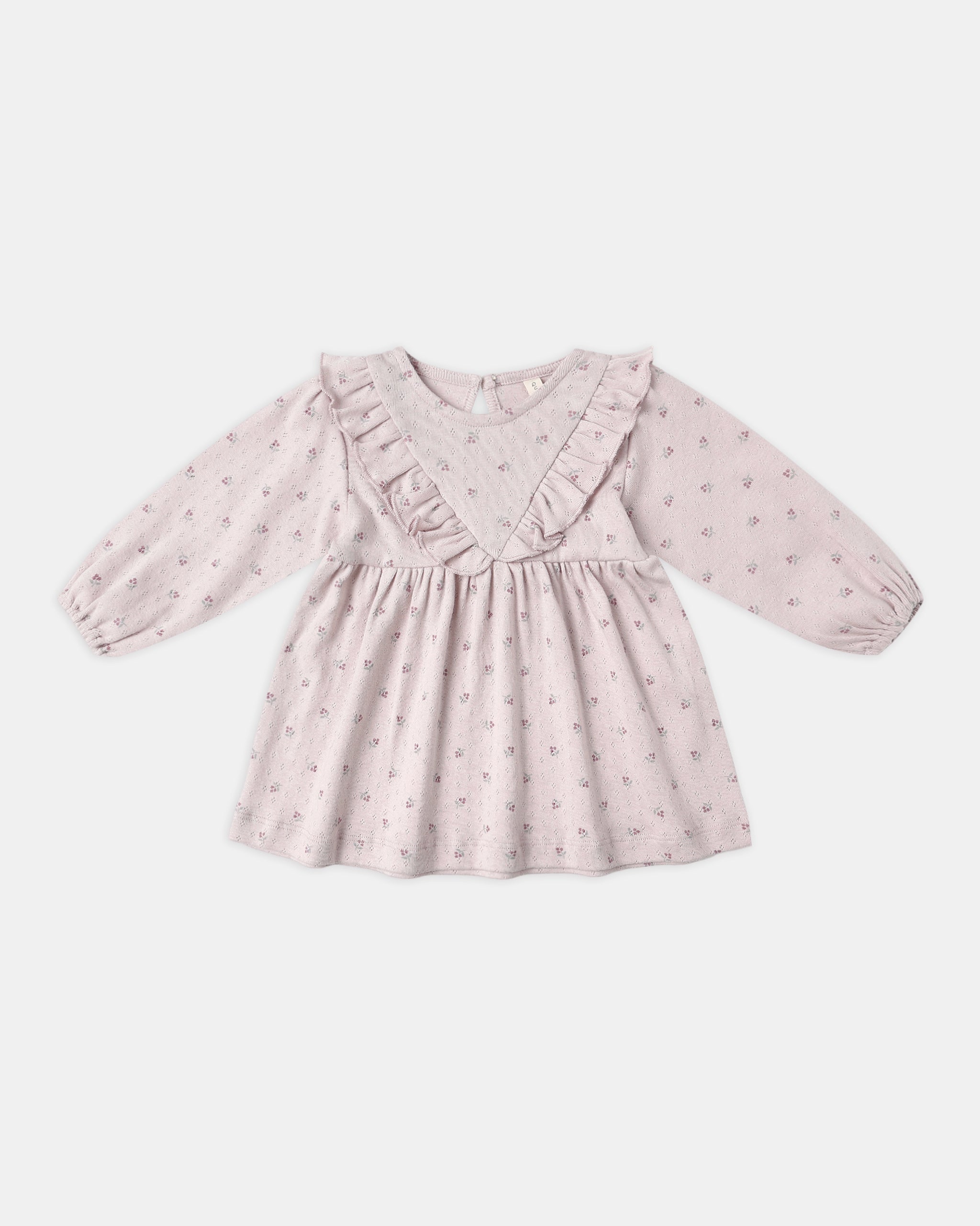 Long Sleeve Ruffle V Dress || Lilac Ditsy